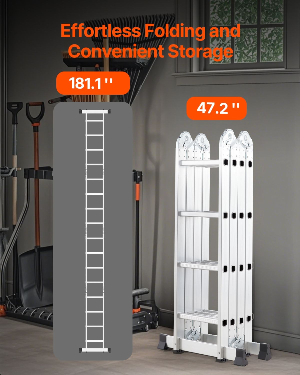 Multi – Purpose Folding Ladder, 7 – in – 1 Tall Extension Step Ladder, A Frame 4