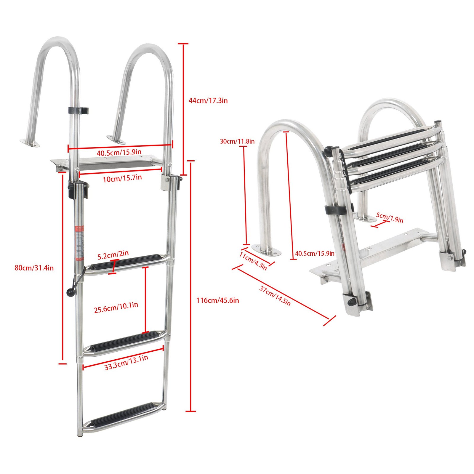 2/3/4/5 Steps Boarding Ladder Stainless Steel Telescoping Foldable Marine Ladder
