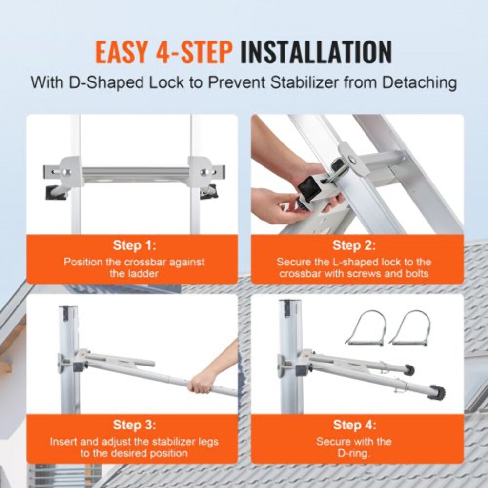 Ladder Stabilizer Adjustable Feet Extension Ladder Standoff Heavy Duty