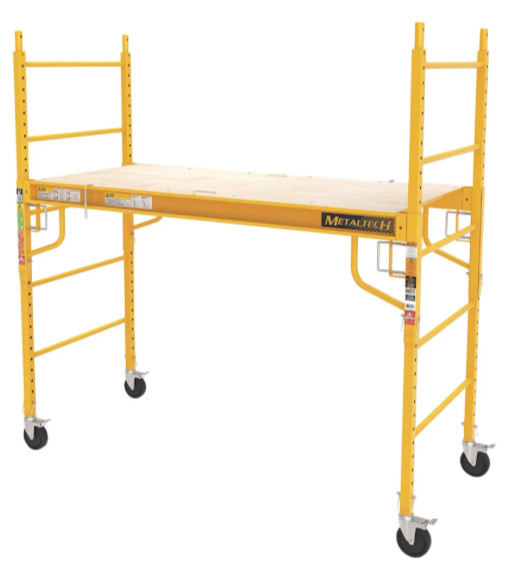MetalTech 6 Foot Portable Jobsite Series Baker Scaffolding Locking Wheels Yellow