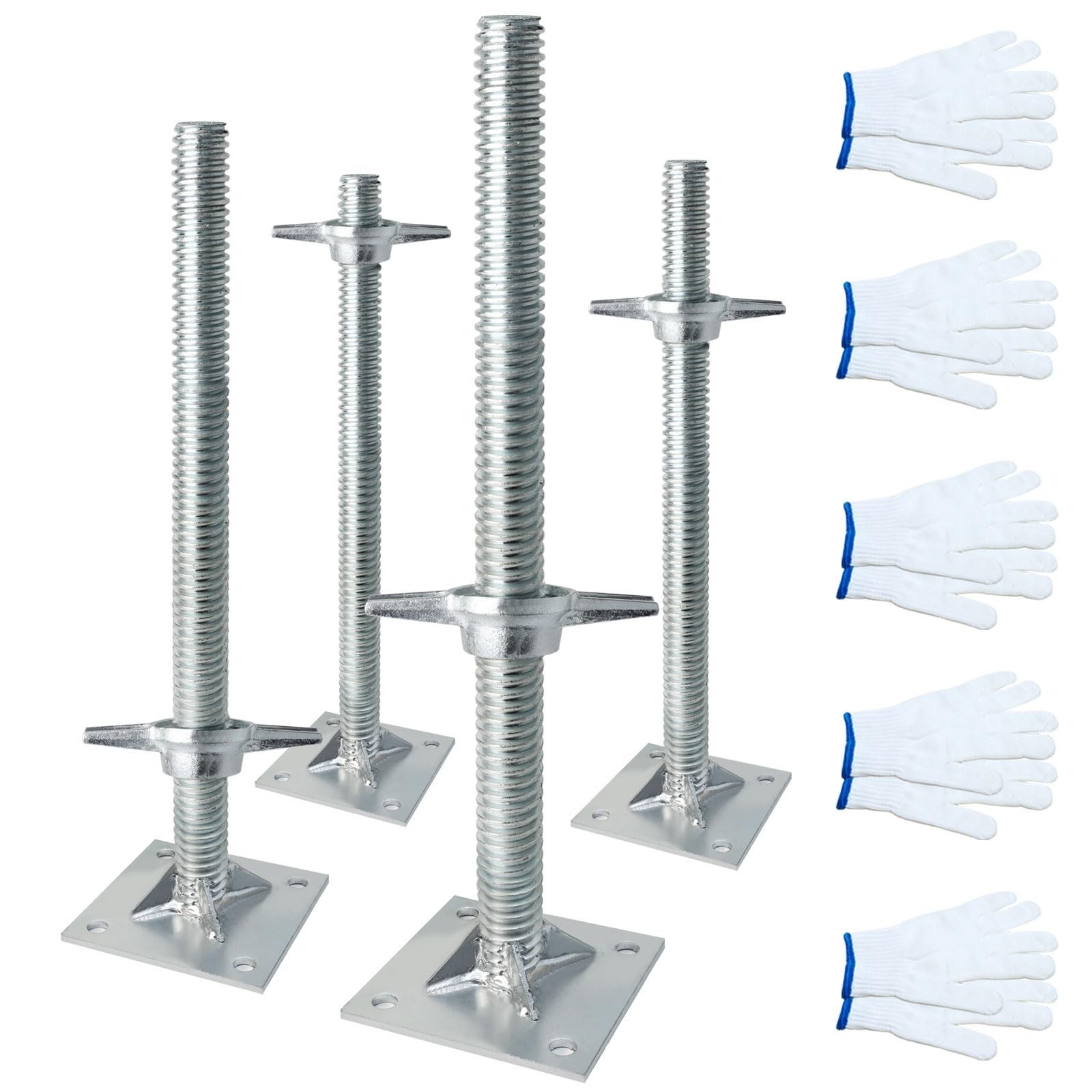 4 Pack Adjustable Scaffold Leveling Jacks 18.25″ – Heavy Duty Screw Jacks, Wide
