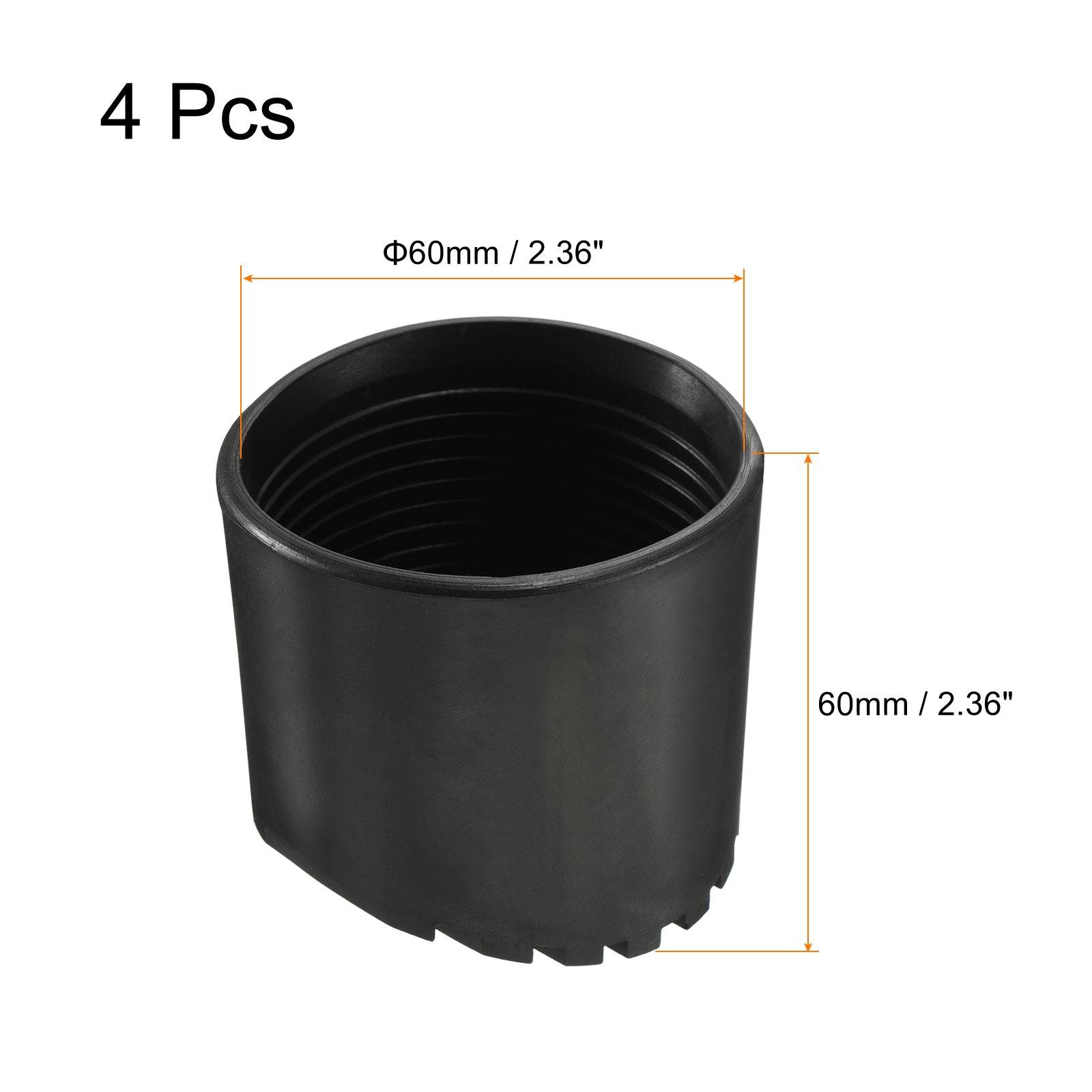 4Pcs 60mm ID Rubber Telescopic Ladder Non-Slip Feet Mat Pad Cover Cushion Black