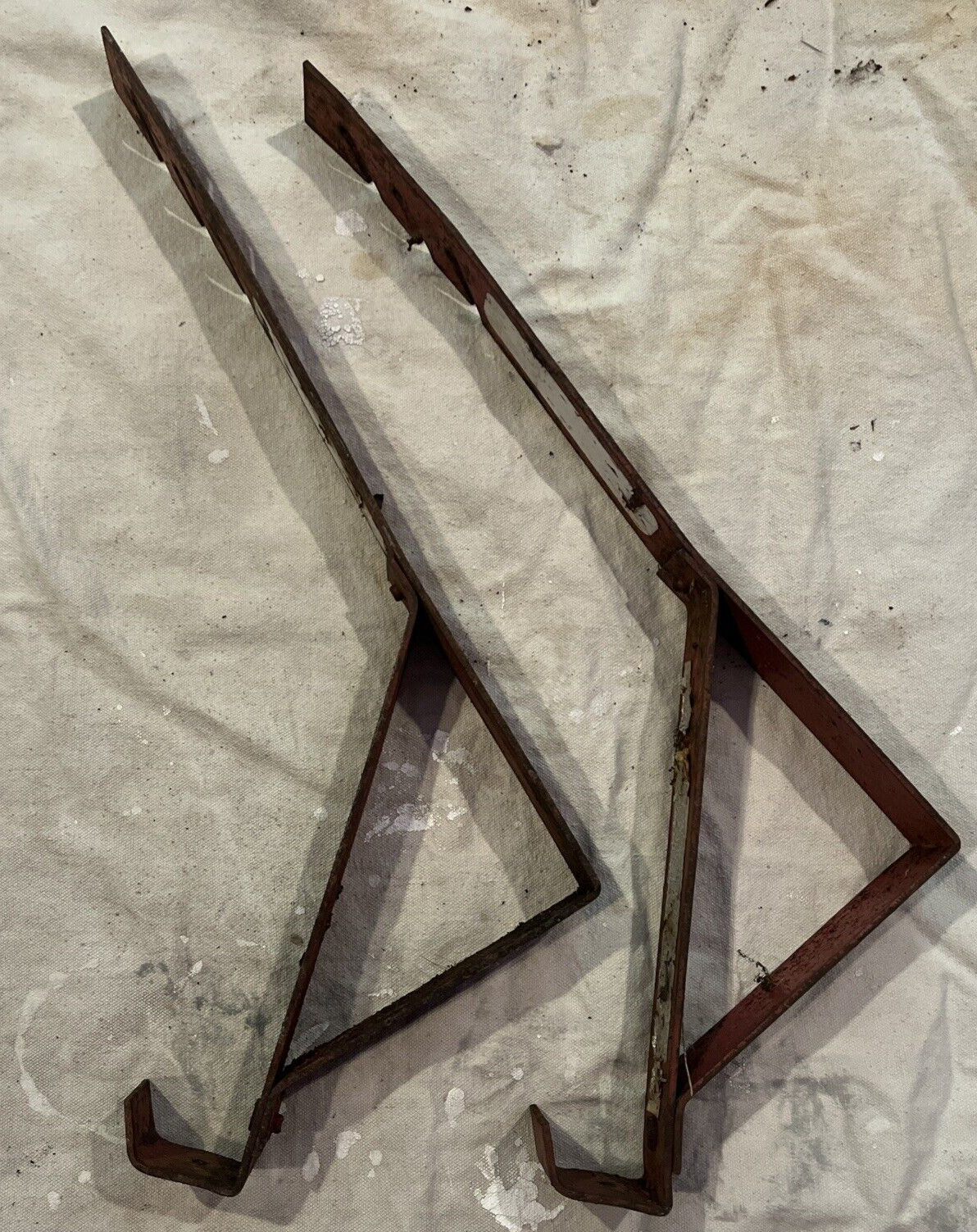 Qual-Craft Steel Fixed Roof Bracket Set of 2 Red Paint Missing No Label Redo
