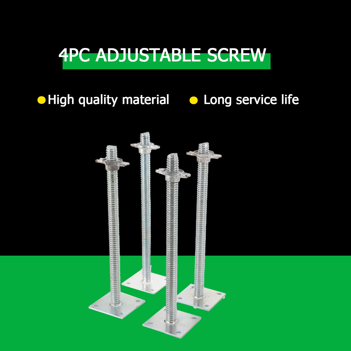 4Pcs Adjustable Leveling Jacks 18″ Scaffolding Solid Screw Jack with Base Plate
