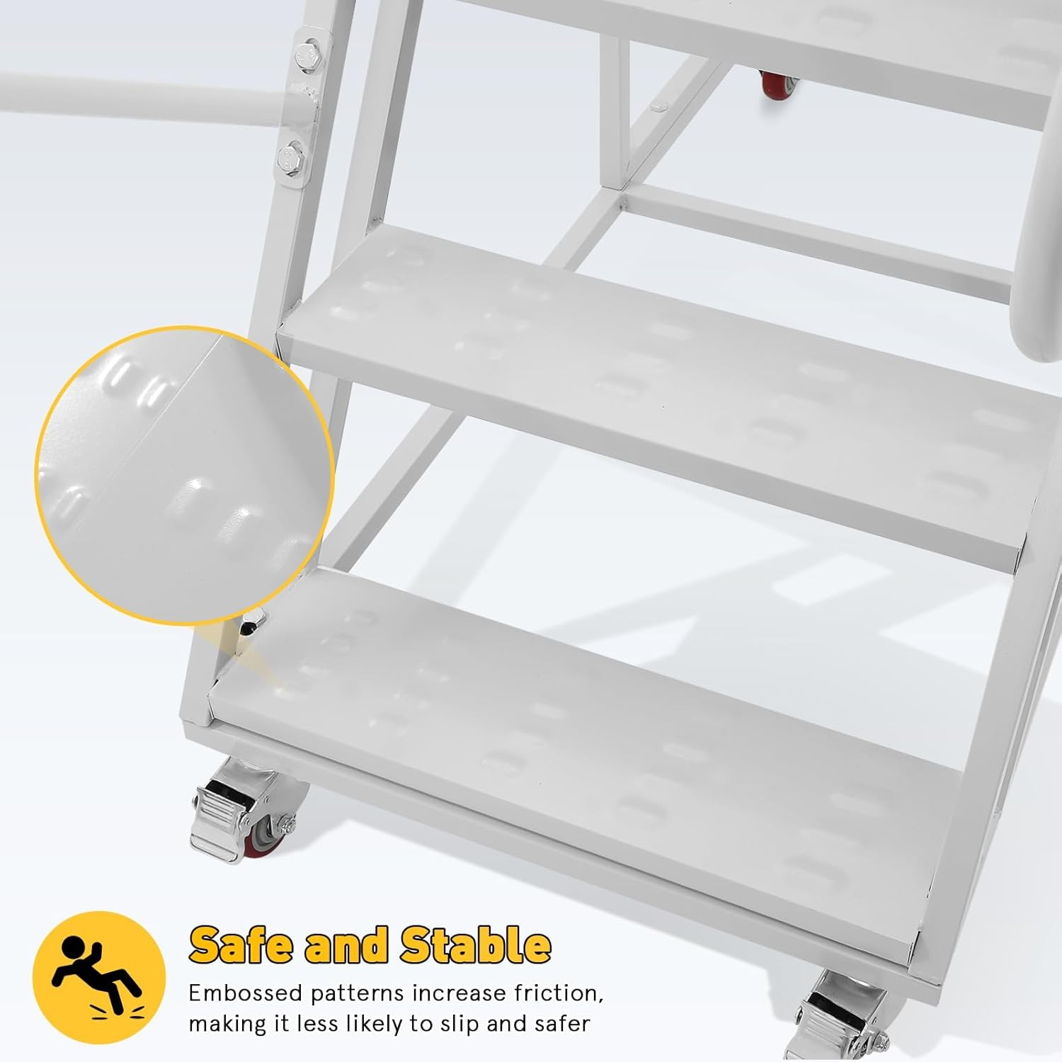 6-Step 23.5Wx79H Rolling Ladder with Dual Handrails Lockable Wheels 1213LBS