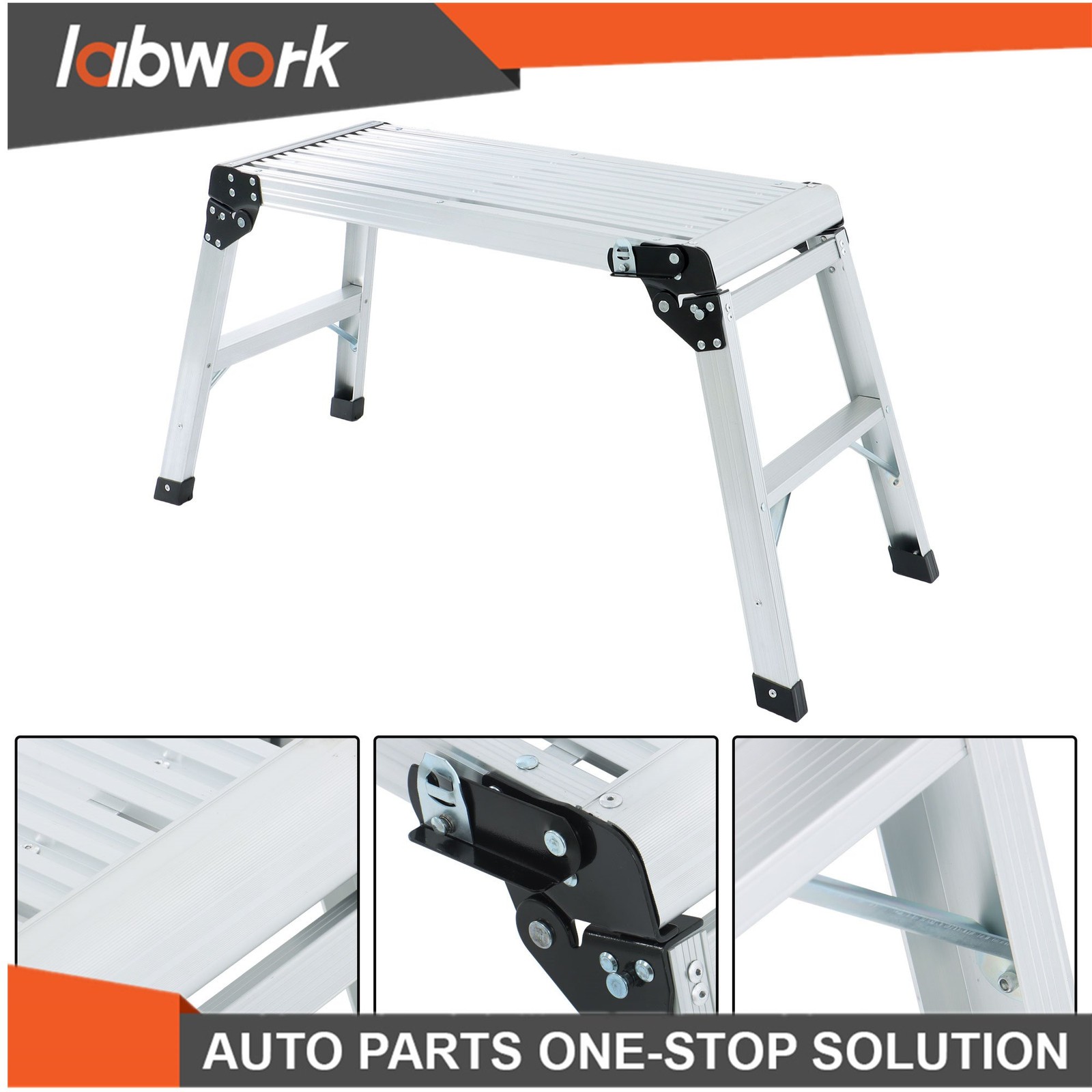 Labwork 330lb Aluminum Step Stool Non-slip Folding Work Platform Drywall Ladder