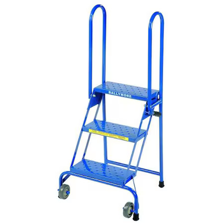 Ballymore Ls3247 50 1/2 In H Steel Folding Rolling Ladder, 3 Steps, 350 Lb Load
