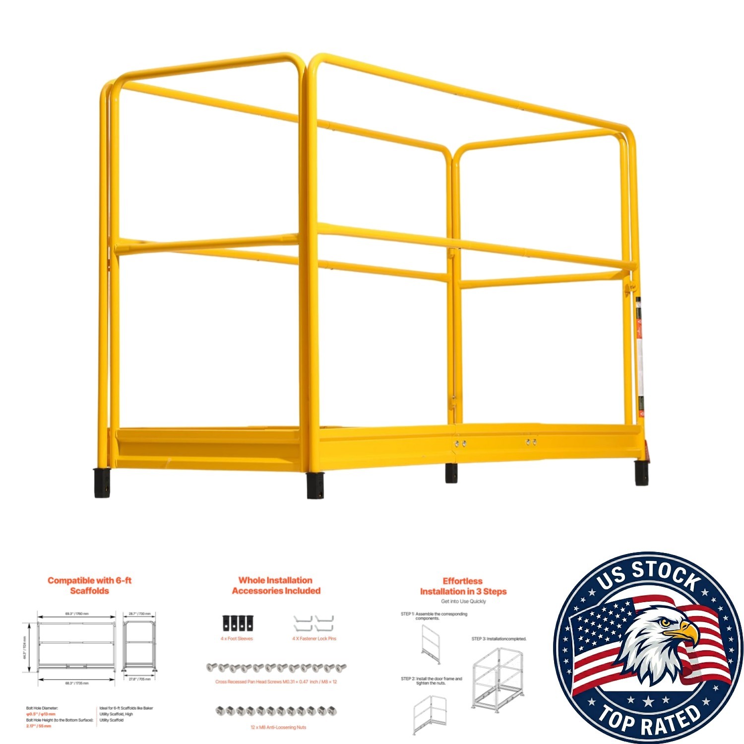 6FT Scaffolding Safety Guardrail – Rustproof Carbon Steel for High-Altitude Work