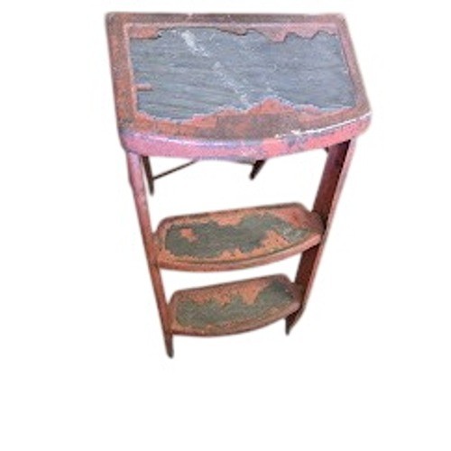 Vintage Red Metal 3 Step Folding Stool Industrial Ladder Rustic Decor