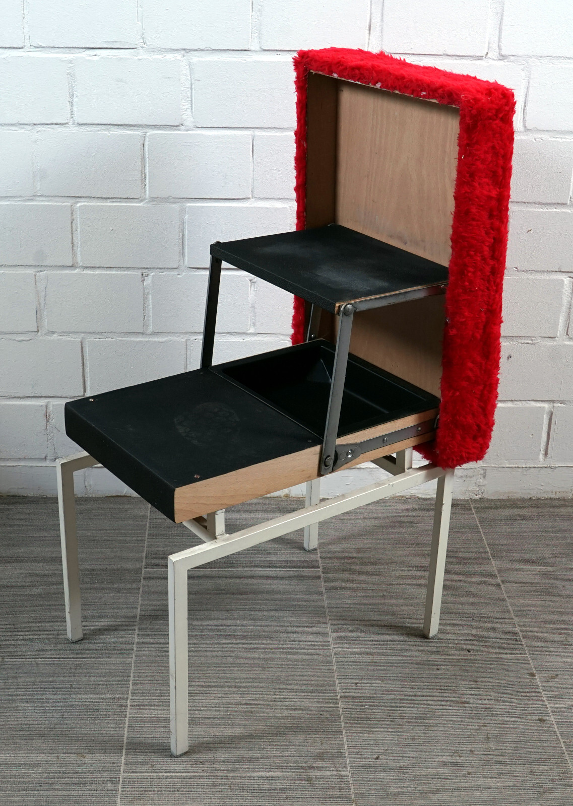 Rare COR Folding Stool Footstool Step Ladder Metal Fabric Vintage 1960s
