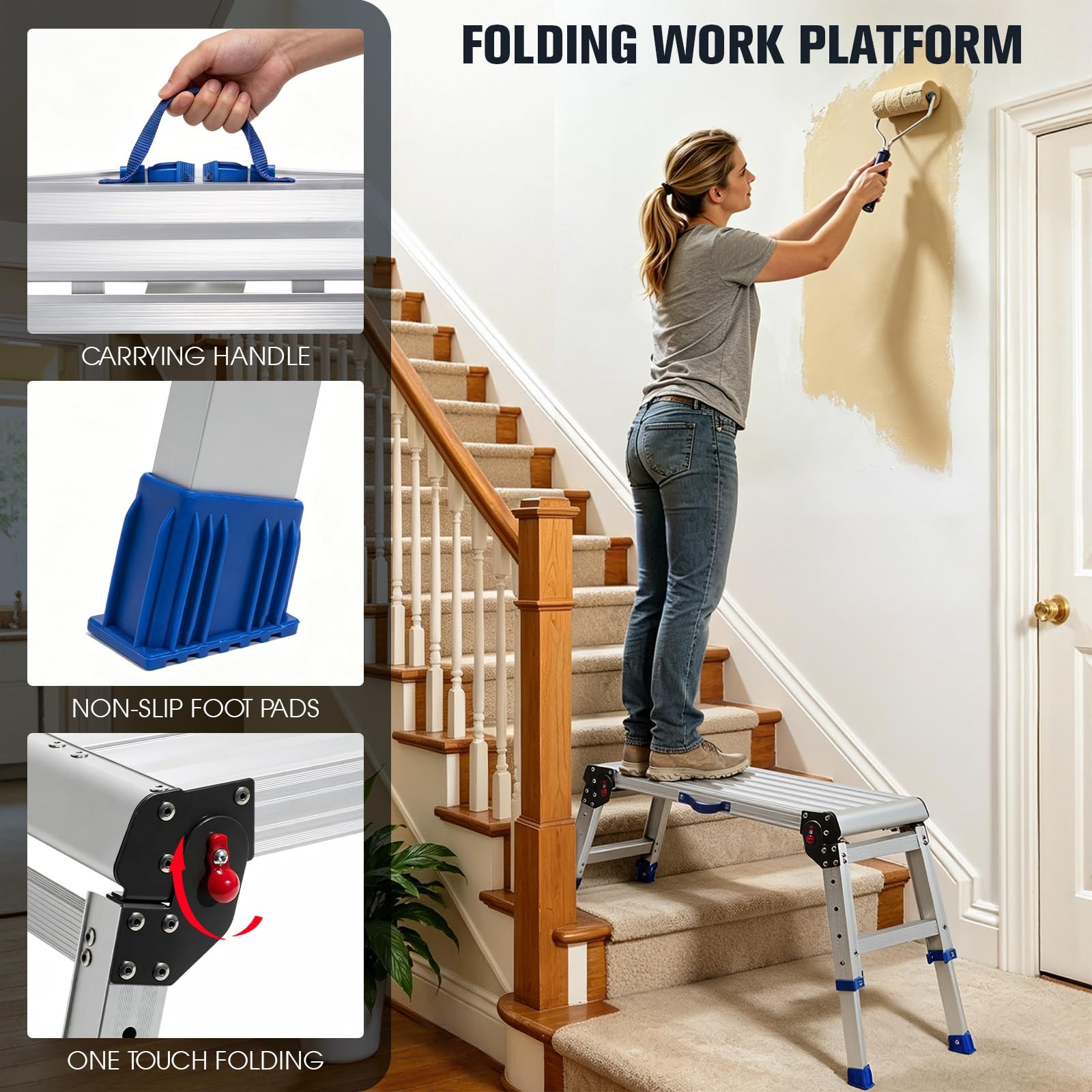 Aluminium Work Platform 660 Lbs, Portable Scaffolding with