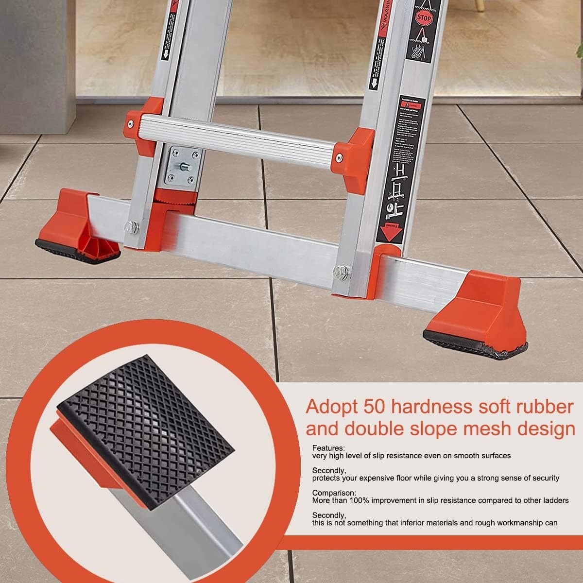Ladder, A Frame 4 Step Ladder Extension, 14 FT Anti-Slip Multi Position &
