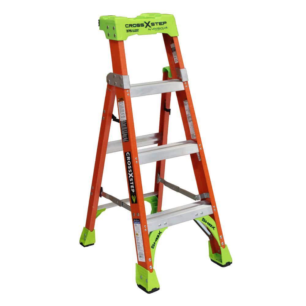 Step Ladder 4-ft Fiberglass Cross 300 lbs Load Capacity Type IA V-Shape ProTop