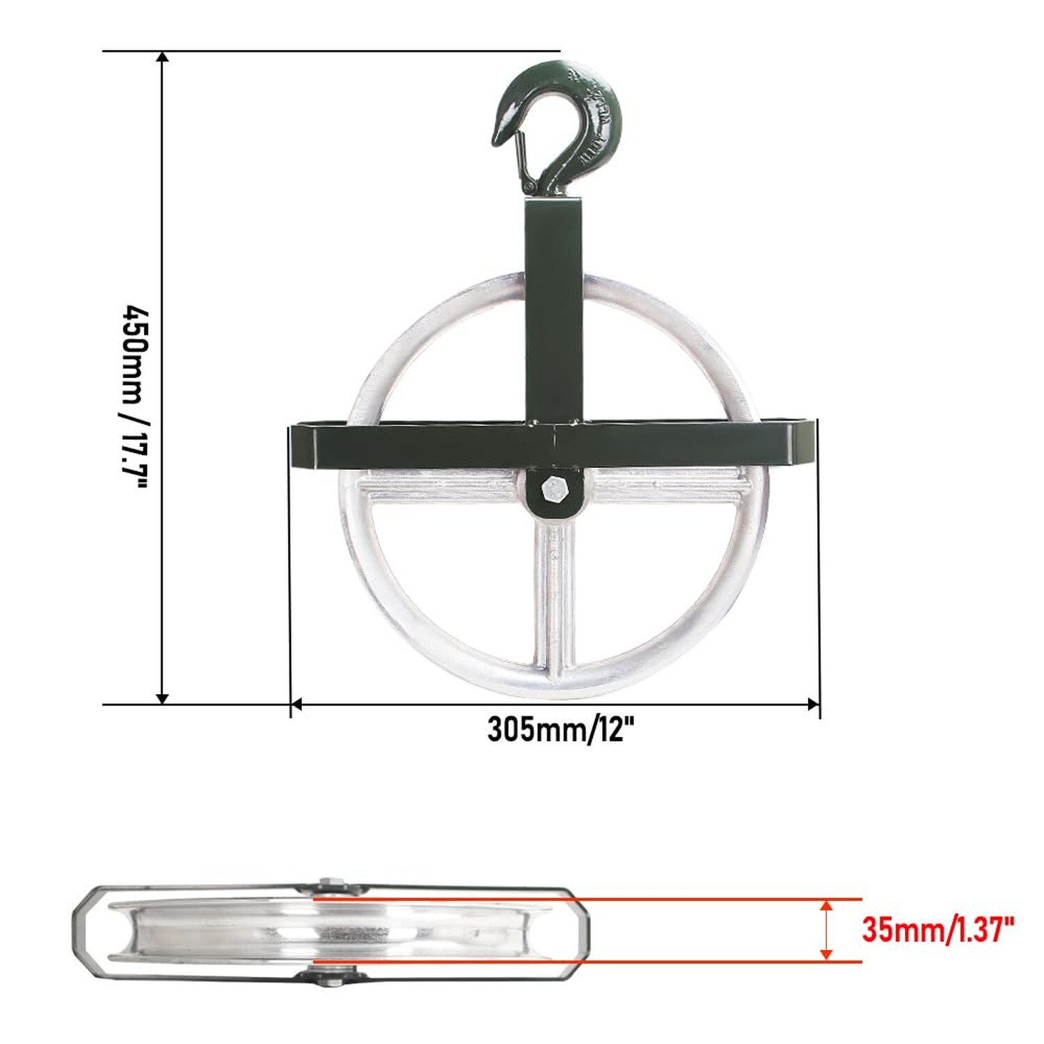 POPMOON Scaffold Hoist Pulley 12″ Scaffolding Wheels Aluminum Pul