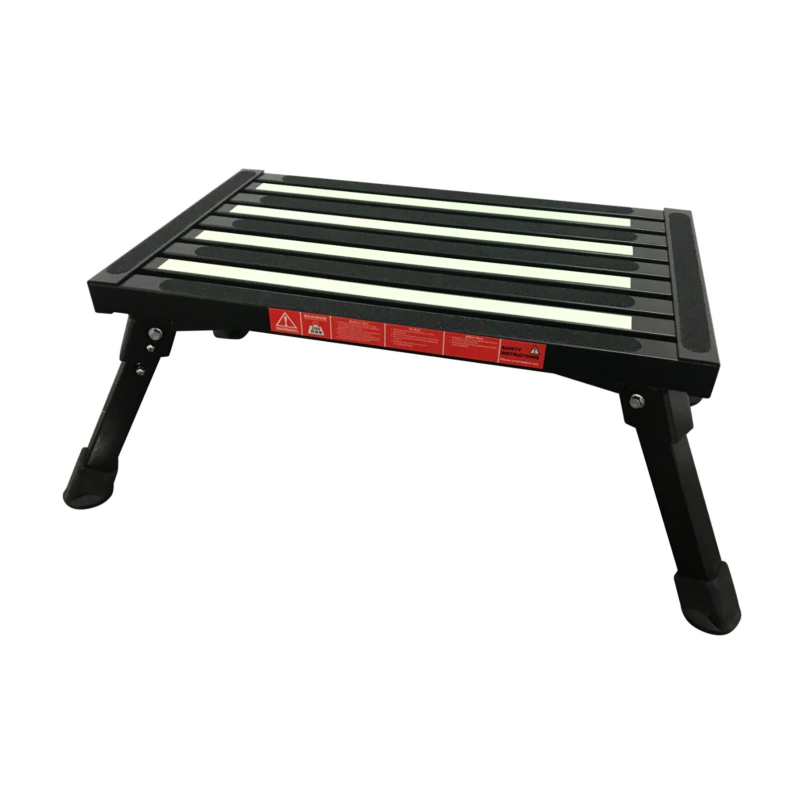 Caravan RV Lightweight Compact ILLUMINATING Folding Platform Step 22cm Black