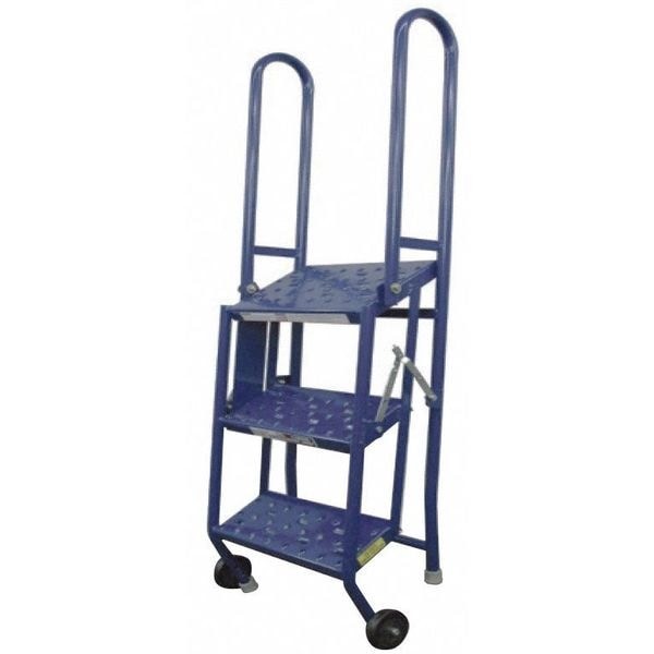 Tri-Arc Kdmf103166 54 In H Steel Tilt And Roll Ladder, 3 Steps, 300 Lb Load