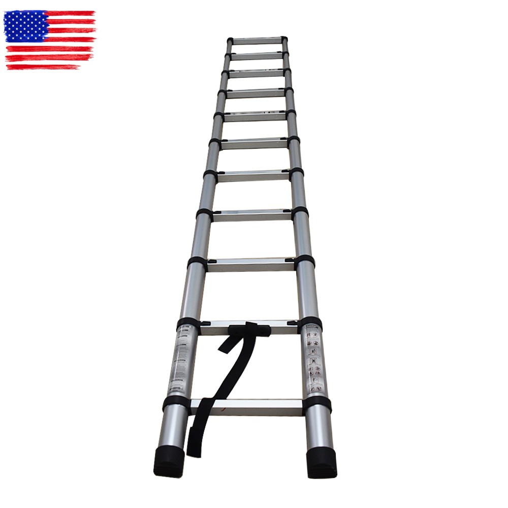 10.5/12.5/14.5FT Aluminum Non-Slip Telescoping Ladder Extension Ladders Folding