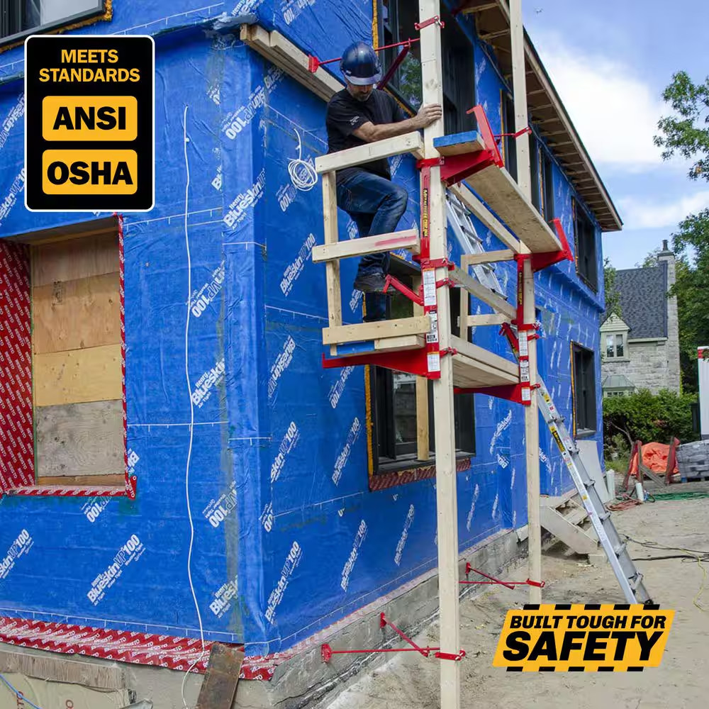 30 Ft. Steel Pump Jack Scaffolding System Single-Pole Kit with Workbench, Brace,