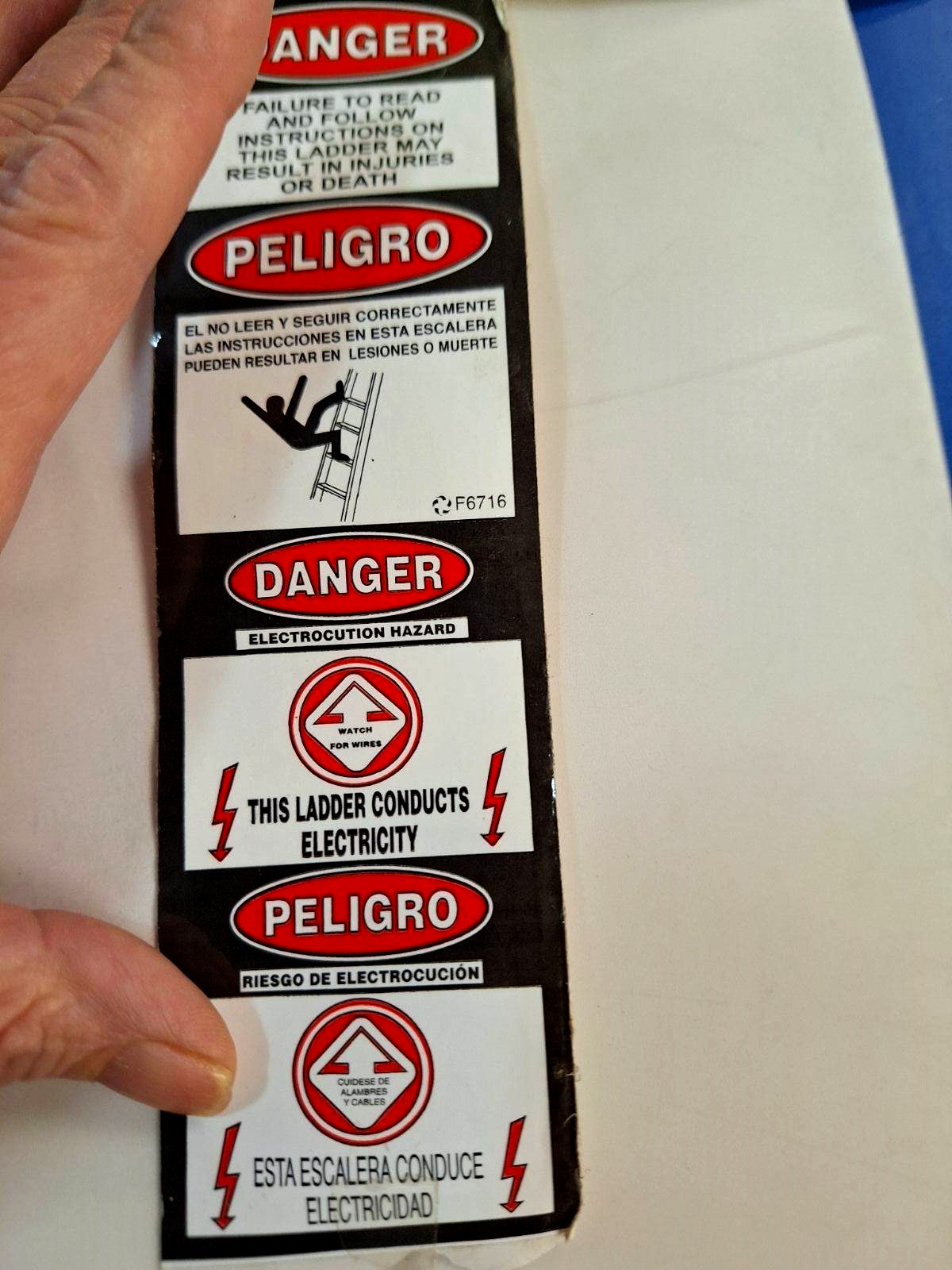 10 LOUISVILLE LADDER DANGER /PELIGRO ELECTROCUCION REPLACE SAFETY LABEL ALUMIN