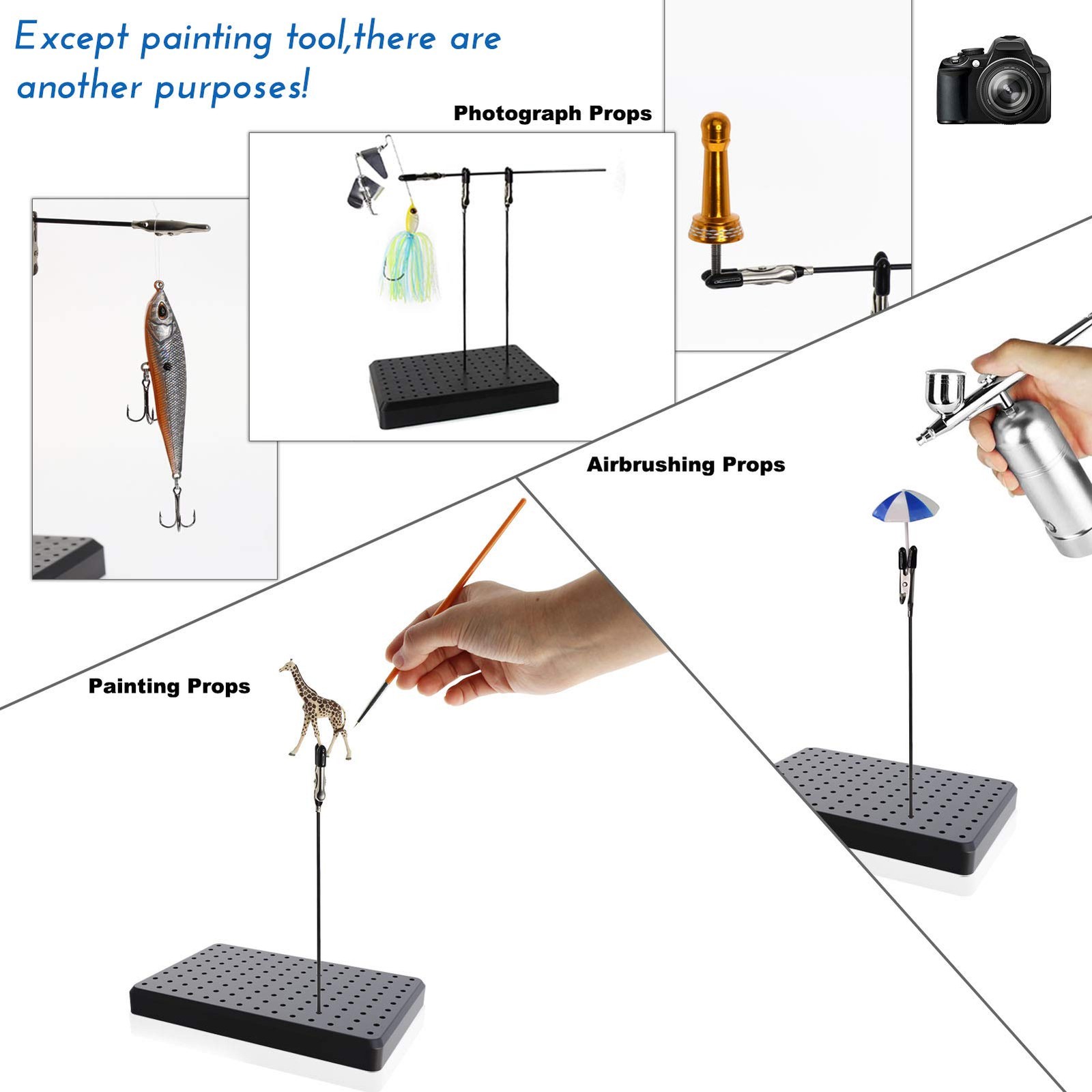 GJJC09B 1PC Painting Stand Base and 20PCS Alligator Clip Stick Set Modeling Tool