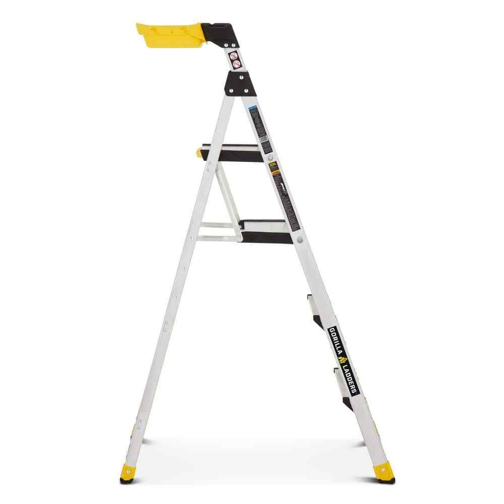 5.5 ft Aluminum Dual Platform Heavy Duty Hybrid Ladder 10 ft Reach 300 lbs