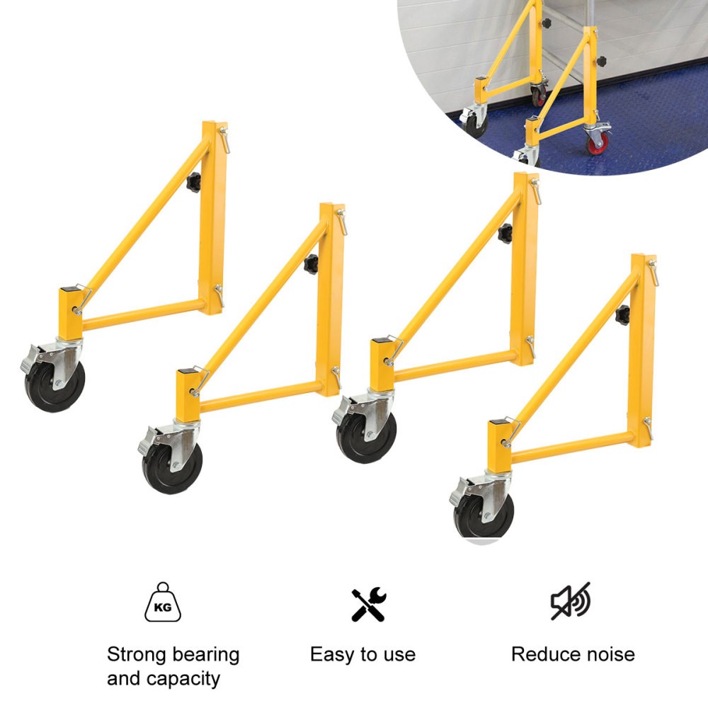4Pcs 1000 Lb Load Carbon Steel Baker Scaffold Outriggers with Locking Casters