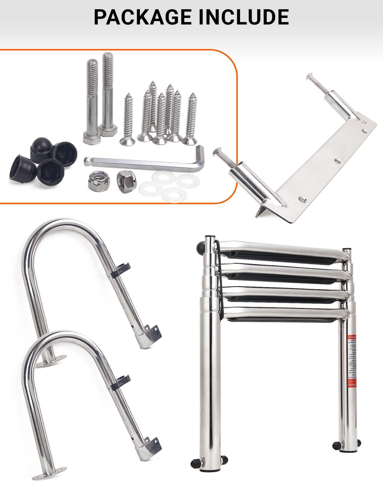 Mojiate 4-Step Stainless Steel Telescoping Dock Ladder for 4 steps, M2599