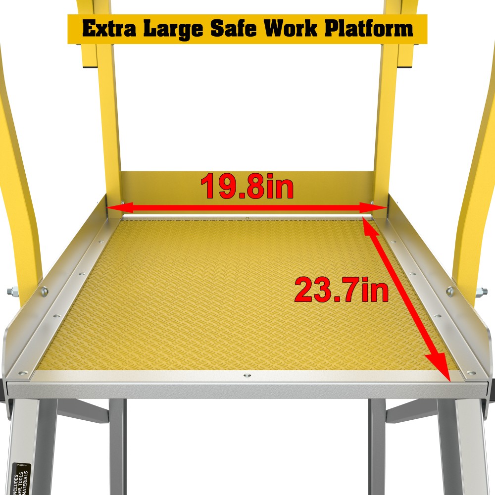 5 Step 375 Lbs Aluminum Rolling Platform Ladder Rolling Work Cart