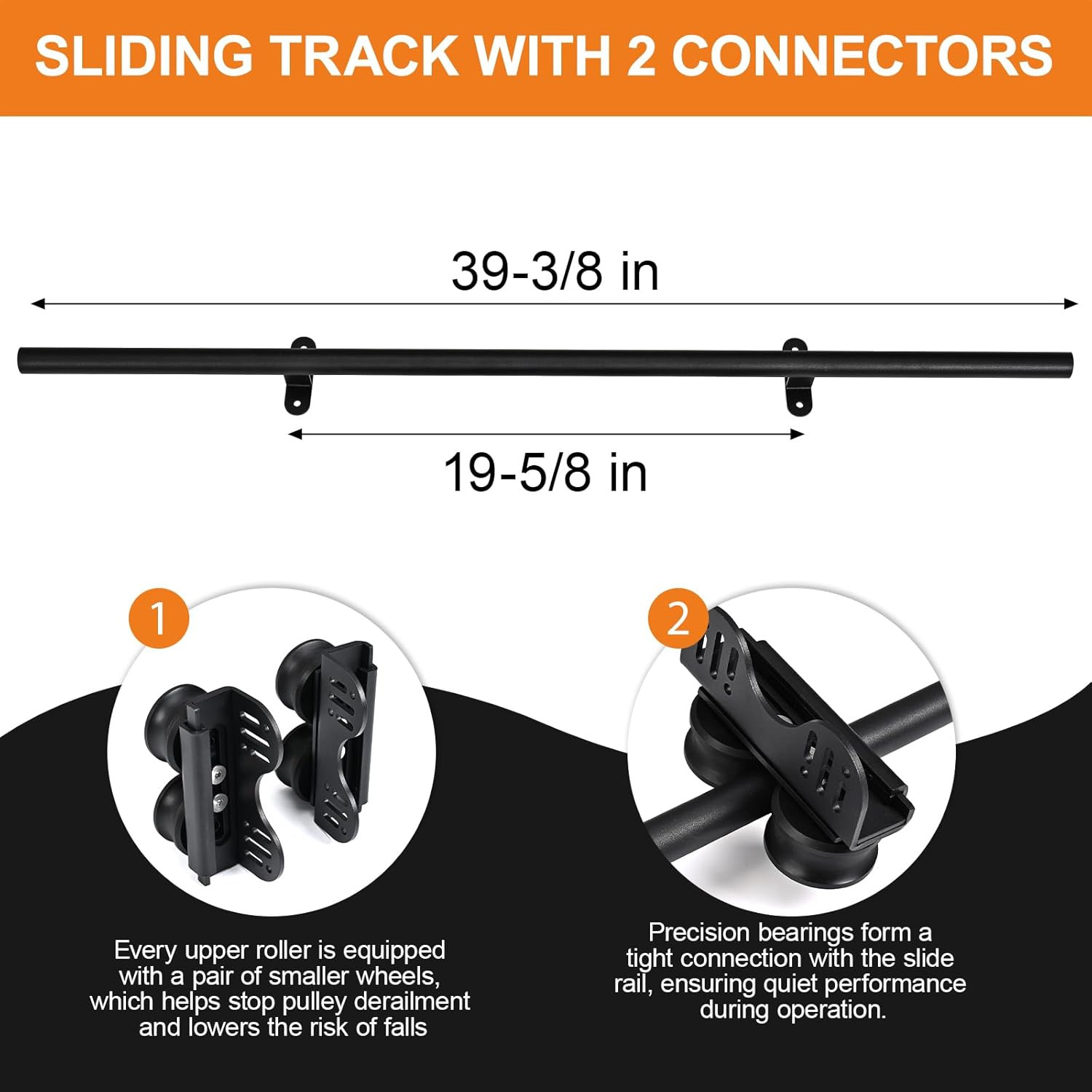 9.9FT Library Ladder Hardware Kit, Retractable Rolling Ladder Kit with Silent Bo