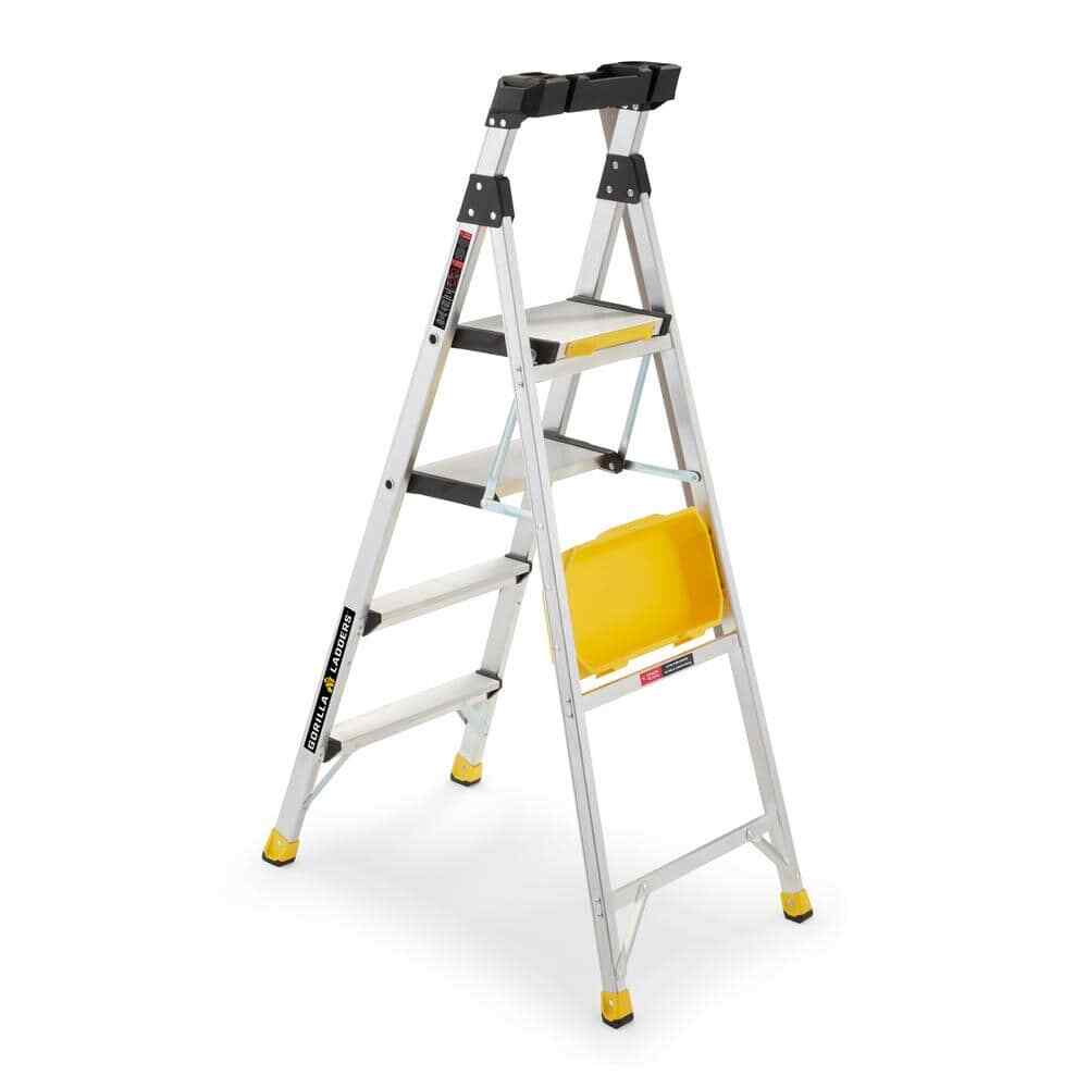 5.5 ft Aluminum Dual Platform Heavy Duty Hybrid Ladder 10 ft Reach 300 lbs