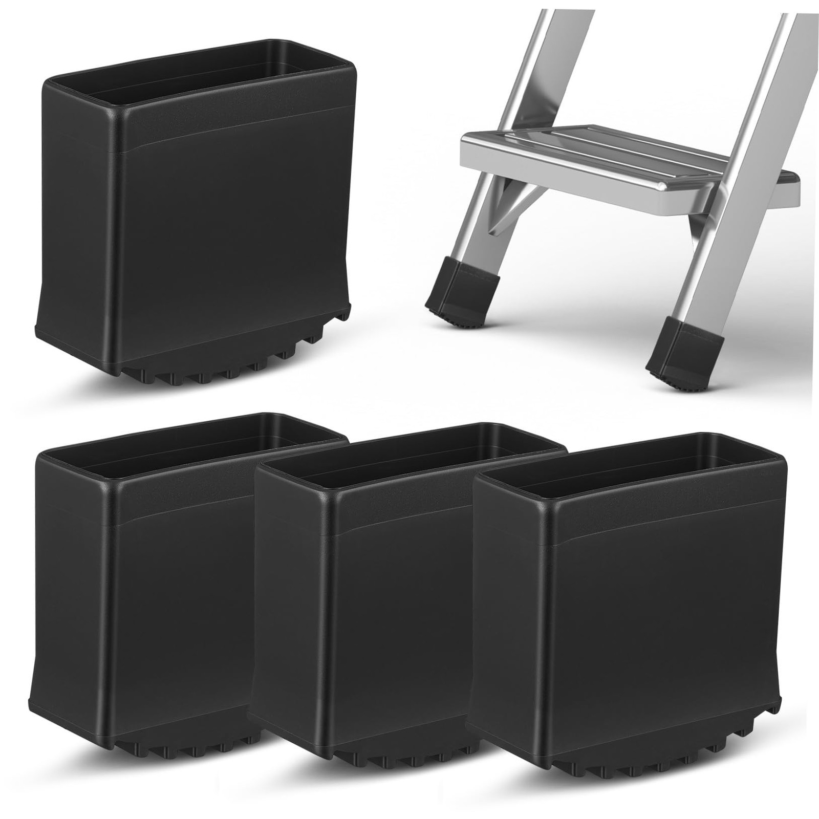 Cabilock Non-Slip Ladder Foot Covers 2.75X2.75 Inch Rubber 7x7cm, Black