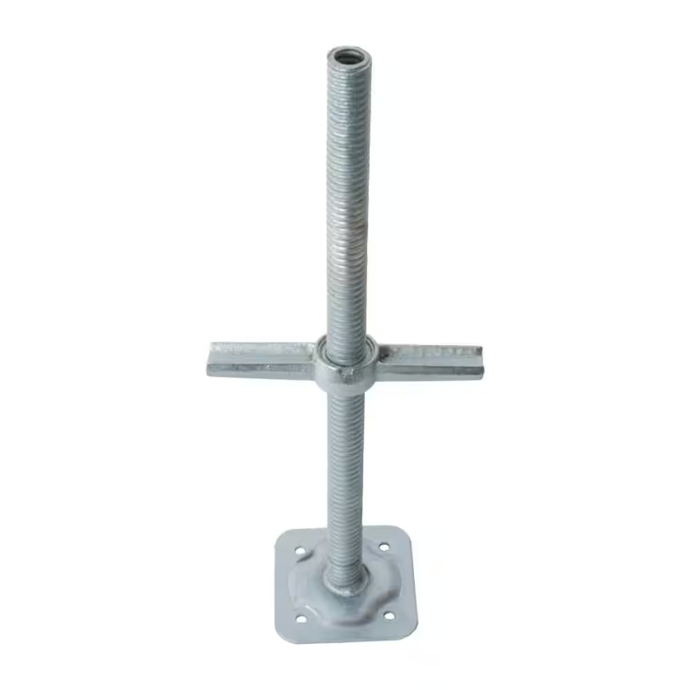 24-Inch Galvanized Steel Adjustable Leveling Jacks with Heavy-Duty Base Plate an