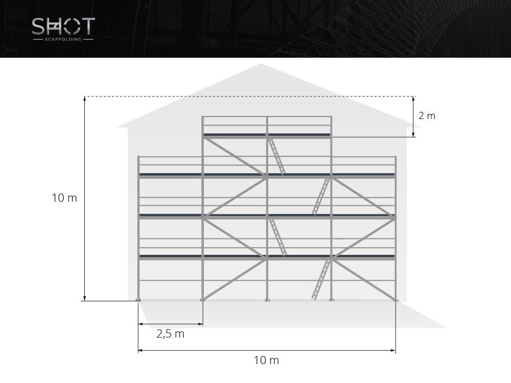NEW Gable scaffold 10x10m Alu-scaff 73 aluminum scaffold free delivery