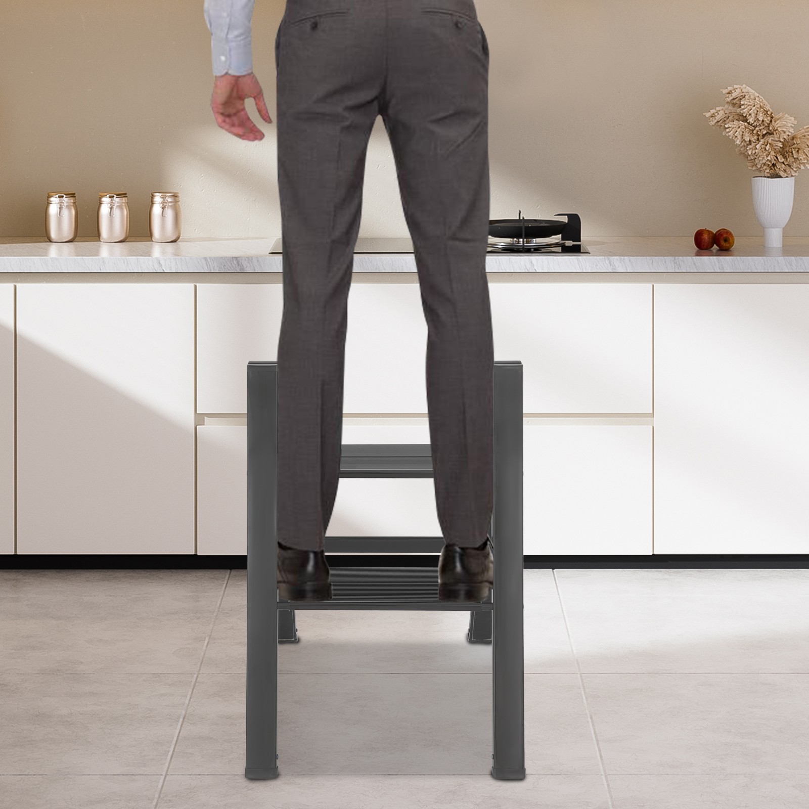 Folding Step Ladder Stool Multi-Purpose Aluminium Alloy Folding Heavy Duty