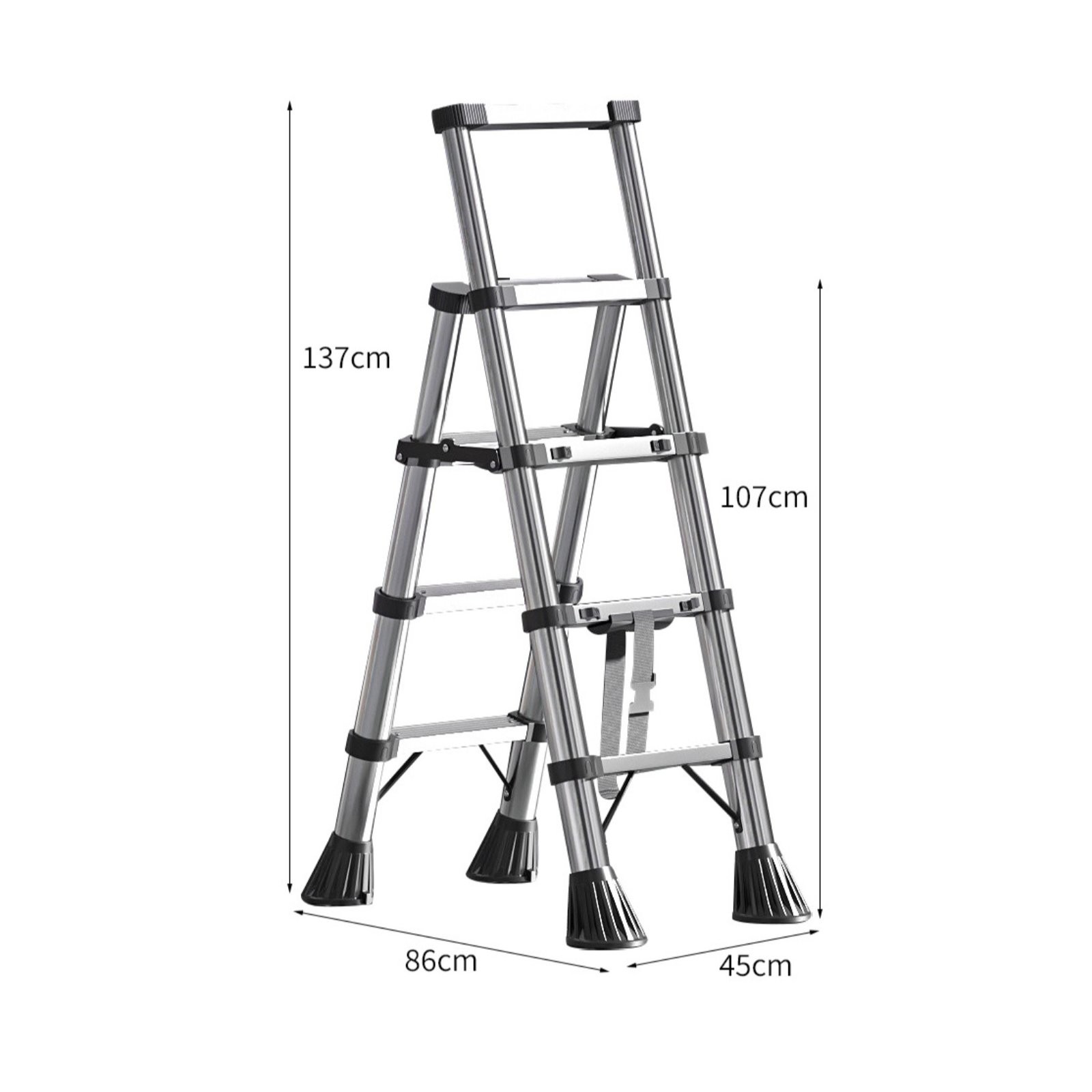 Folding Angled-Frame Ladder Lightweight Telescopic Ladder Non-Slip Feet