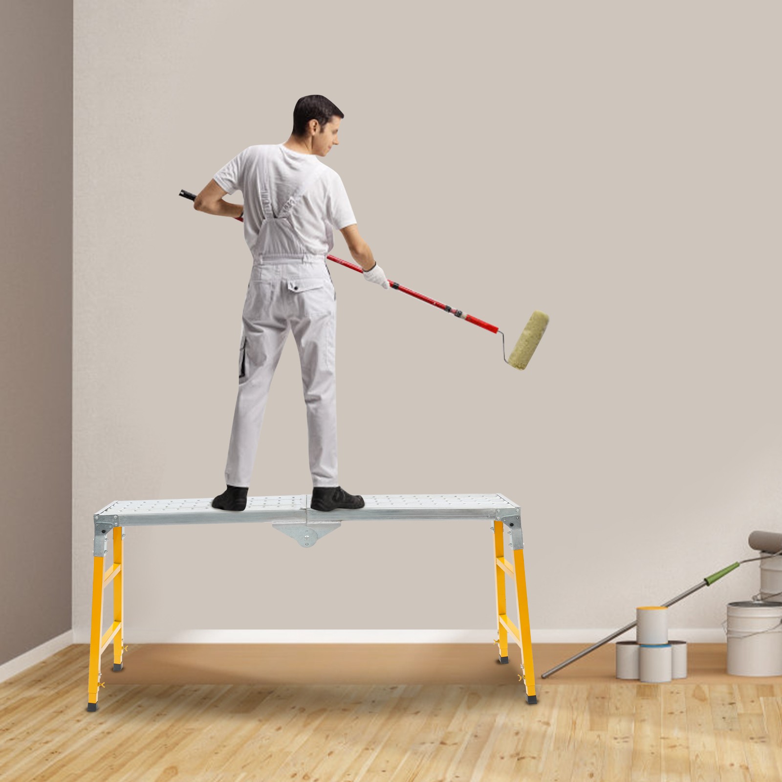 Portable Work Platform Adjustable Q235 Steel With Folding Legs Garage/office