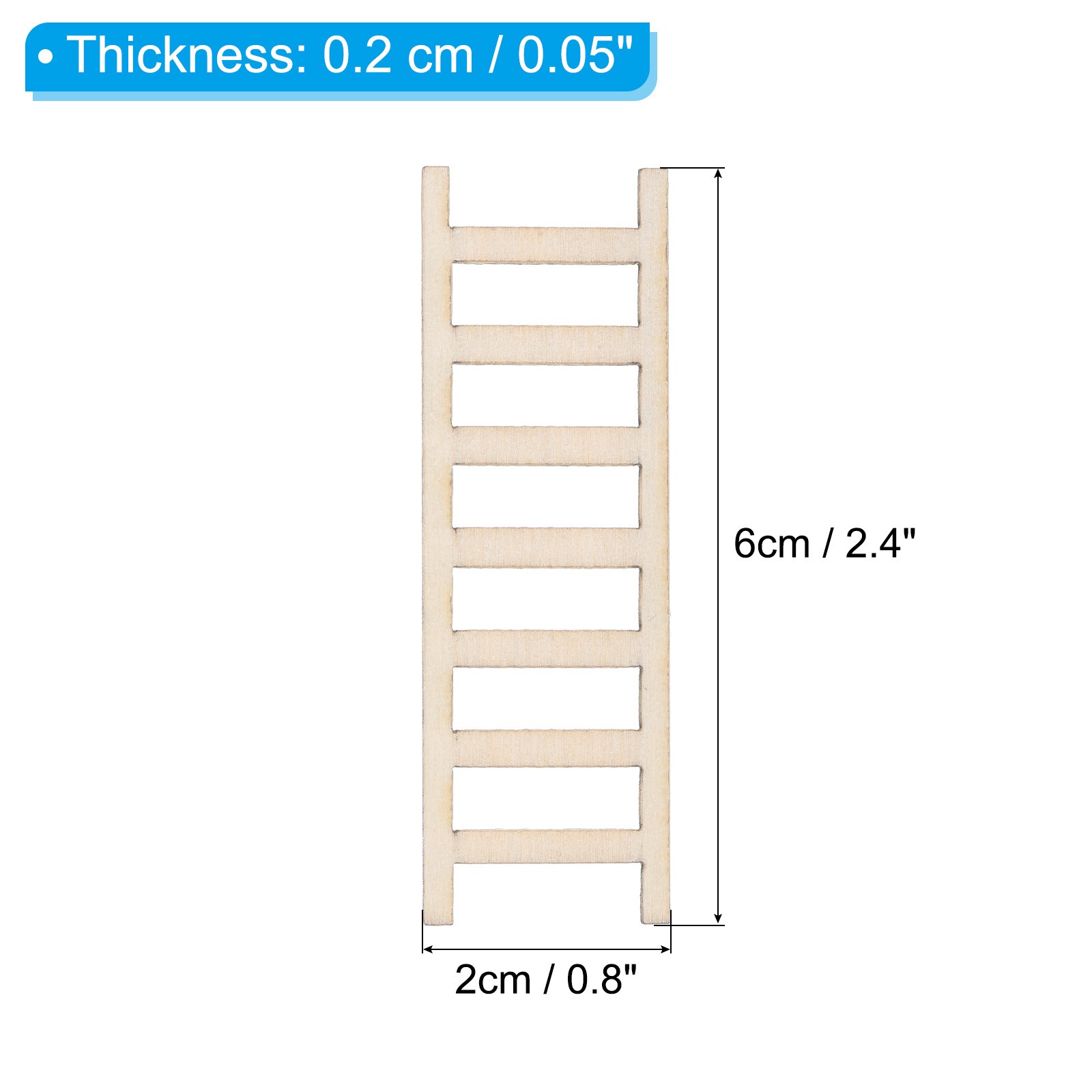 20Pcs 2.4″ Miniature Wooden Ladder Dollhouse Straight Ladders, Natural Color