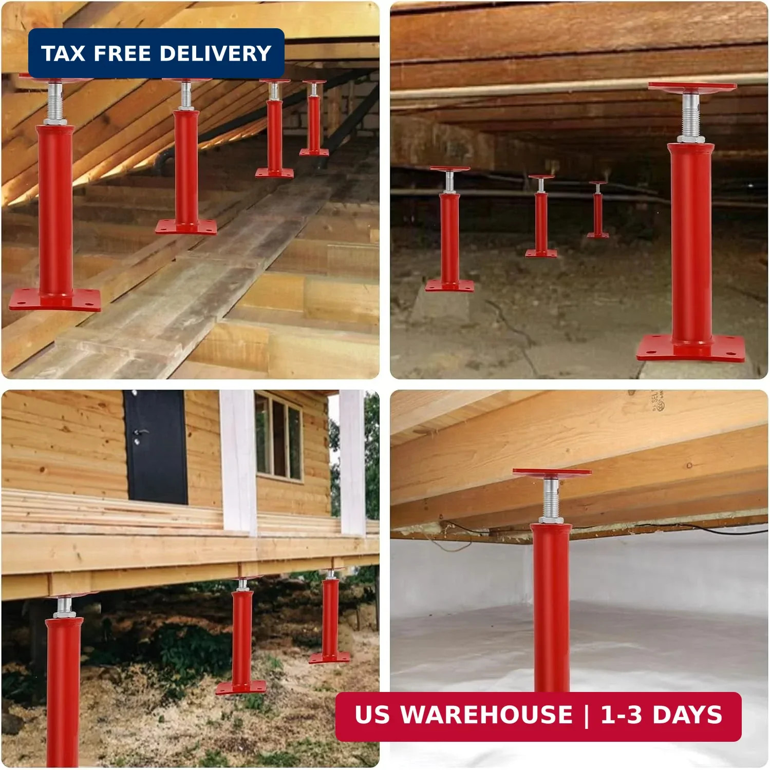 4 Pack House Jacks for Leveling 19”-36”Adjustable Support Jack | 17636LBS Max
