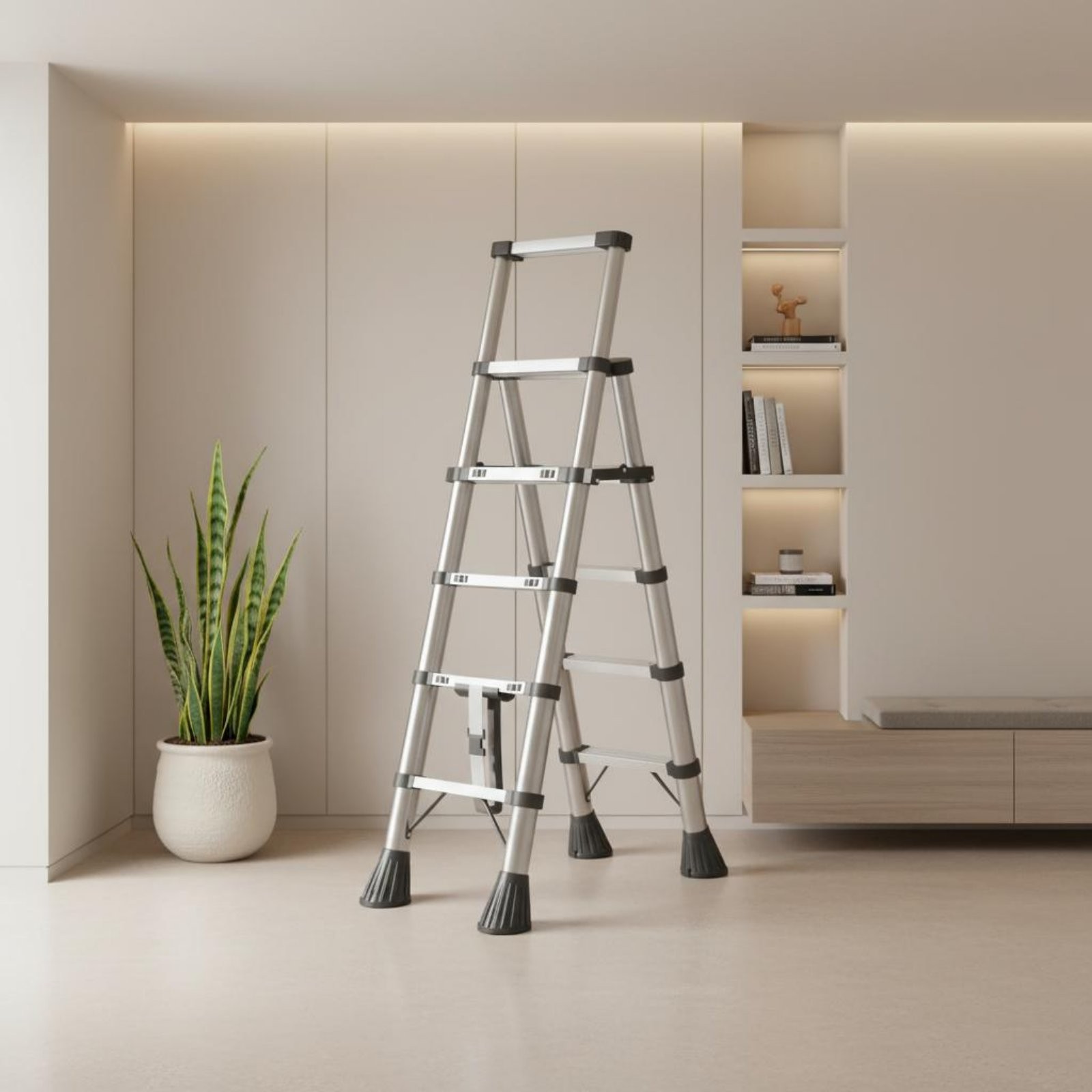 Folding Angled-Frame Ladder Heavy Duty Telescopic Ladder Multi-Purpose