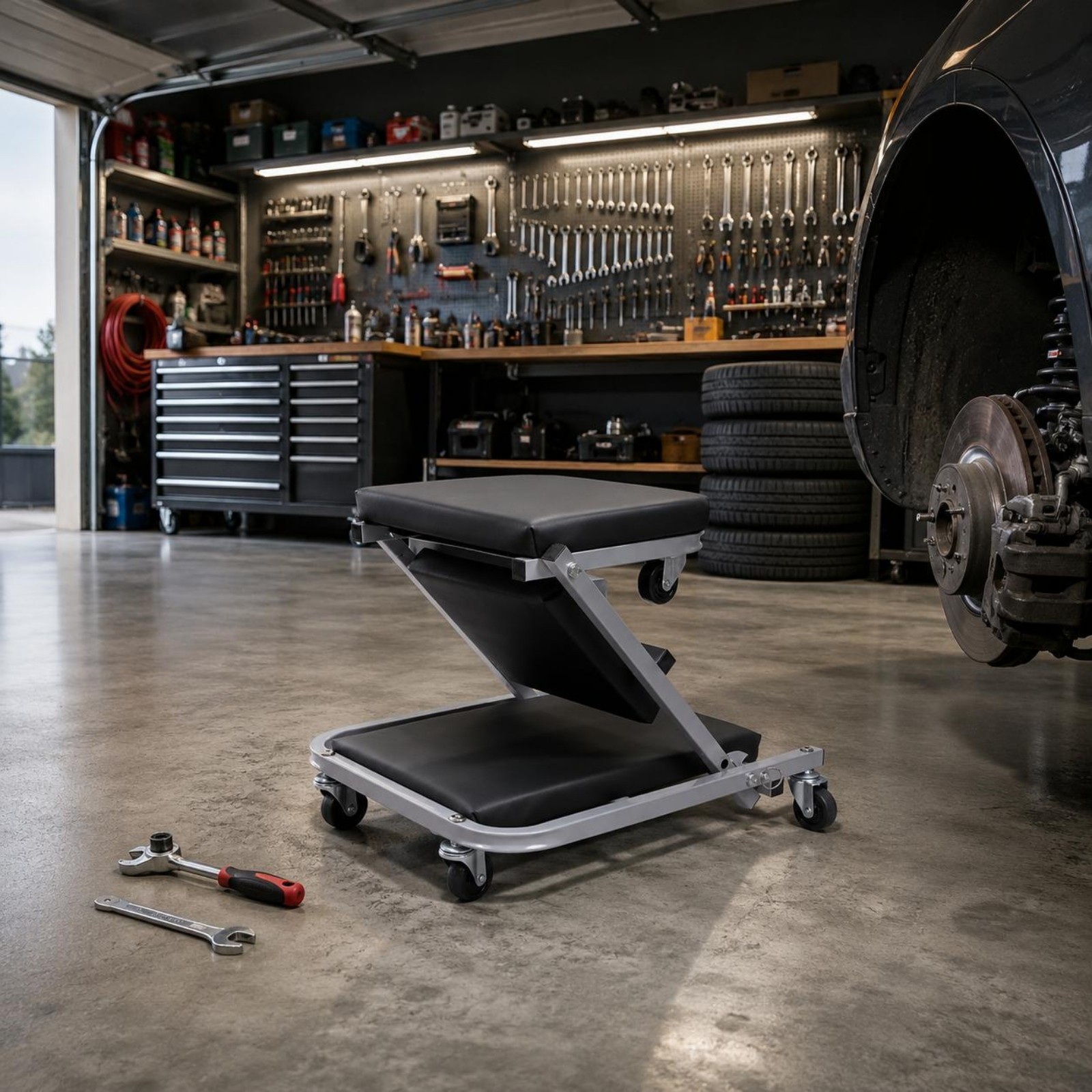 Z-Shaped Creeper Cushioned Two-Way-Use Creeper Seat for Mechanics