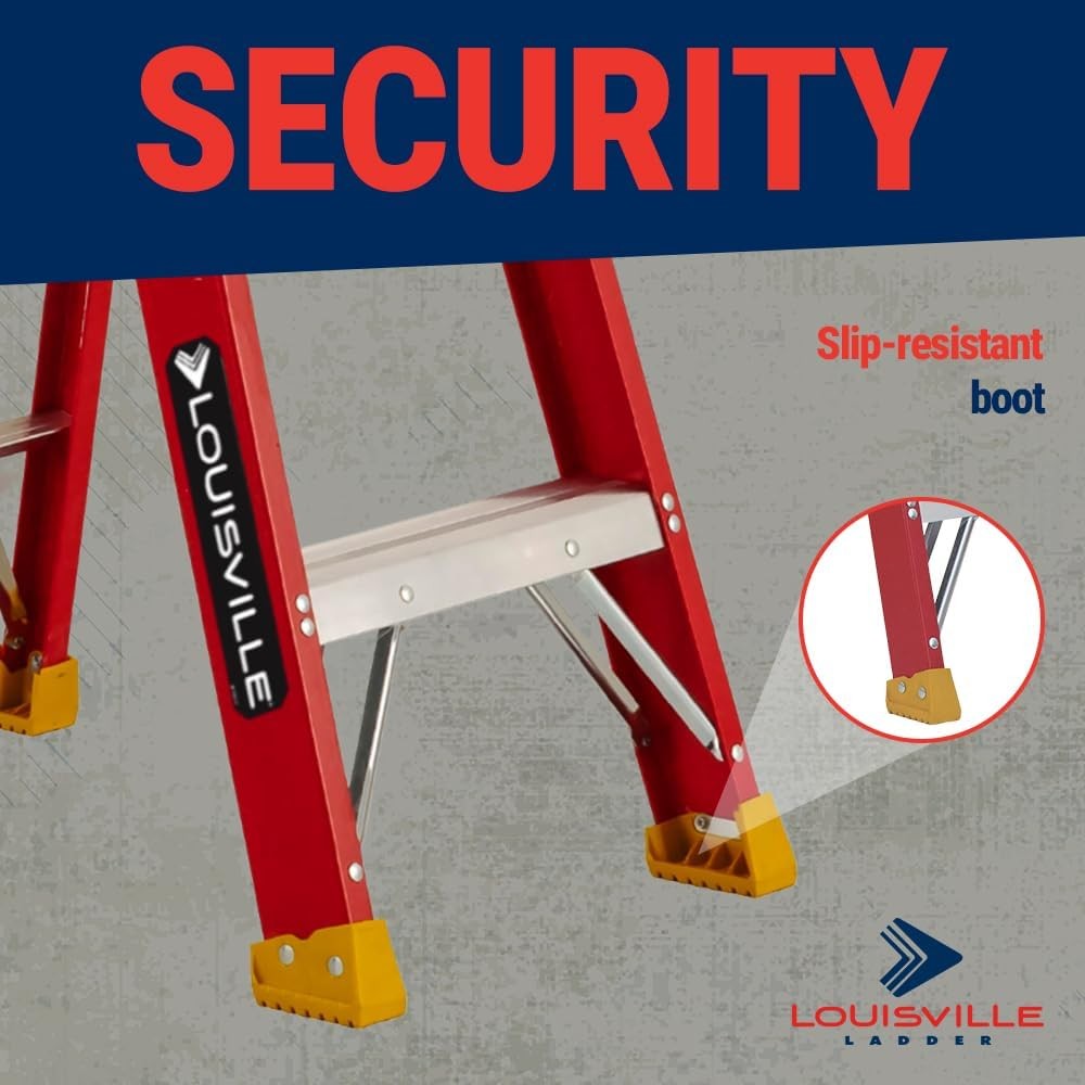 Louisville Ladder 4-Foot Fiberglass Step Ladder, 300-Pound Load 4 feet, Red