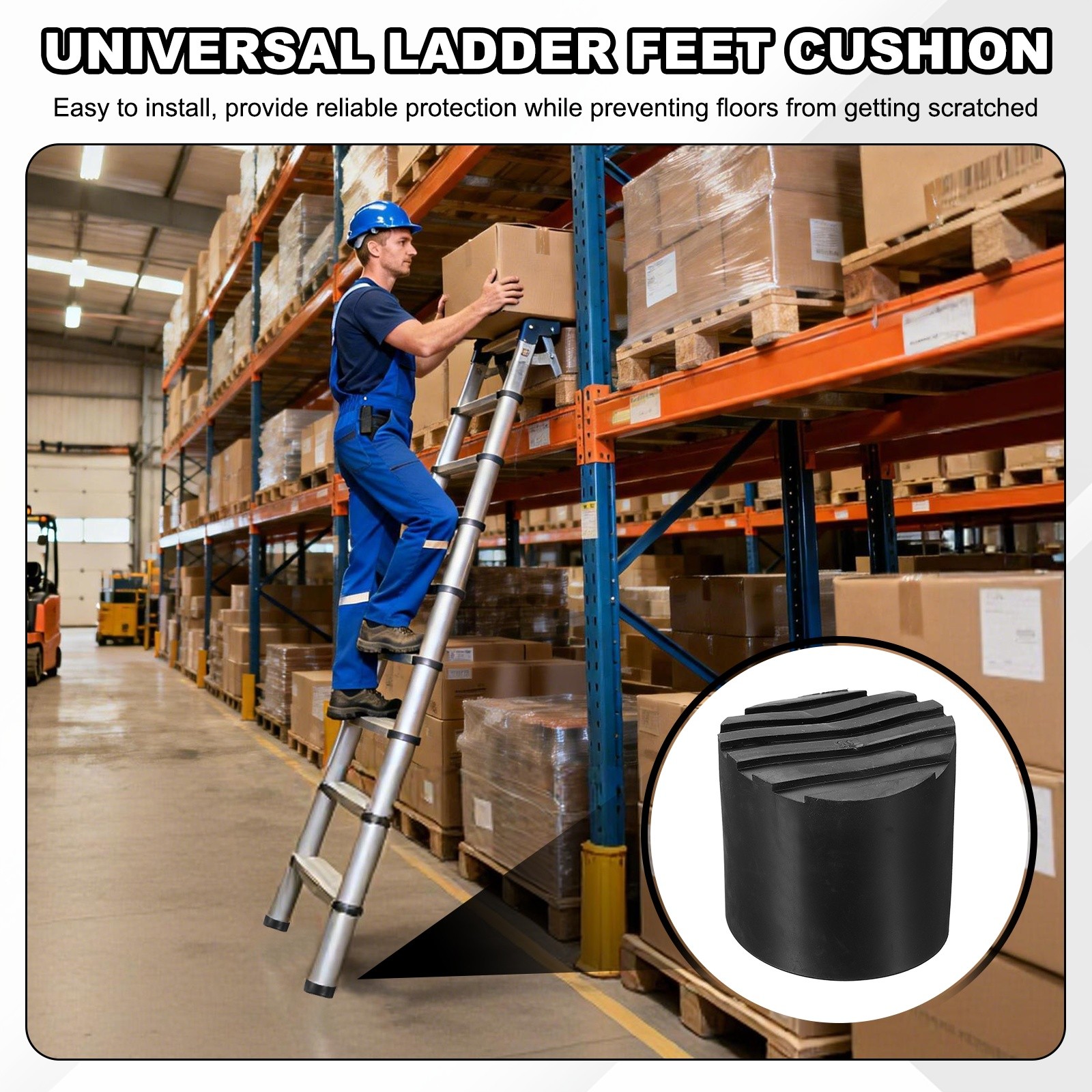 Ladder Non Slip Feet Mat (61.5mm ID) (2Pcs), Rubber Round Step Ladder Foot