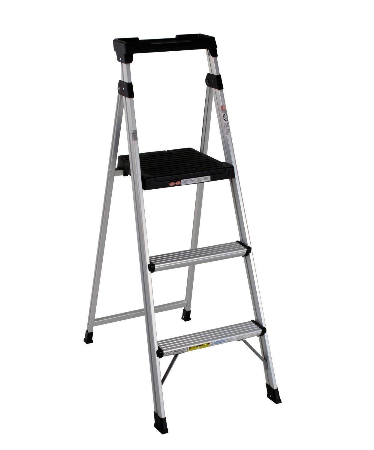 Cosco 3-Step Lightweight Aluminum Folding Step Ladder with No Size,