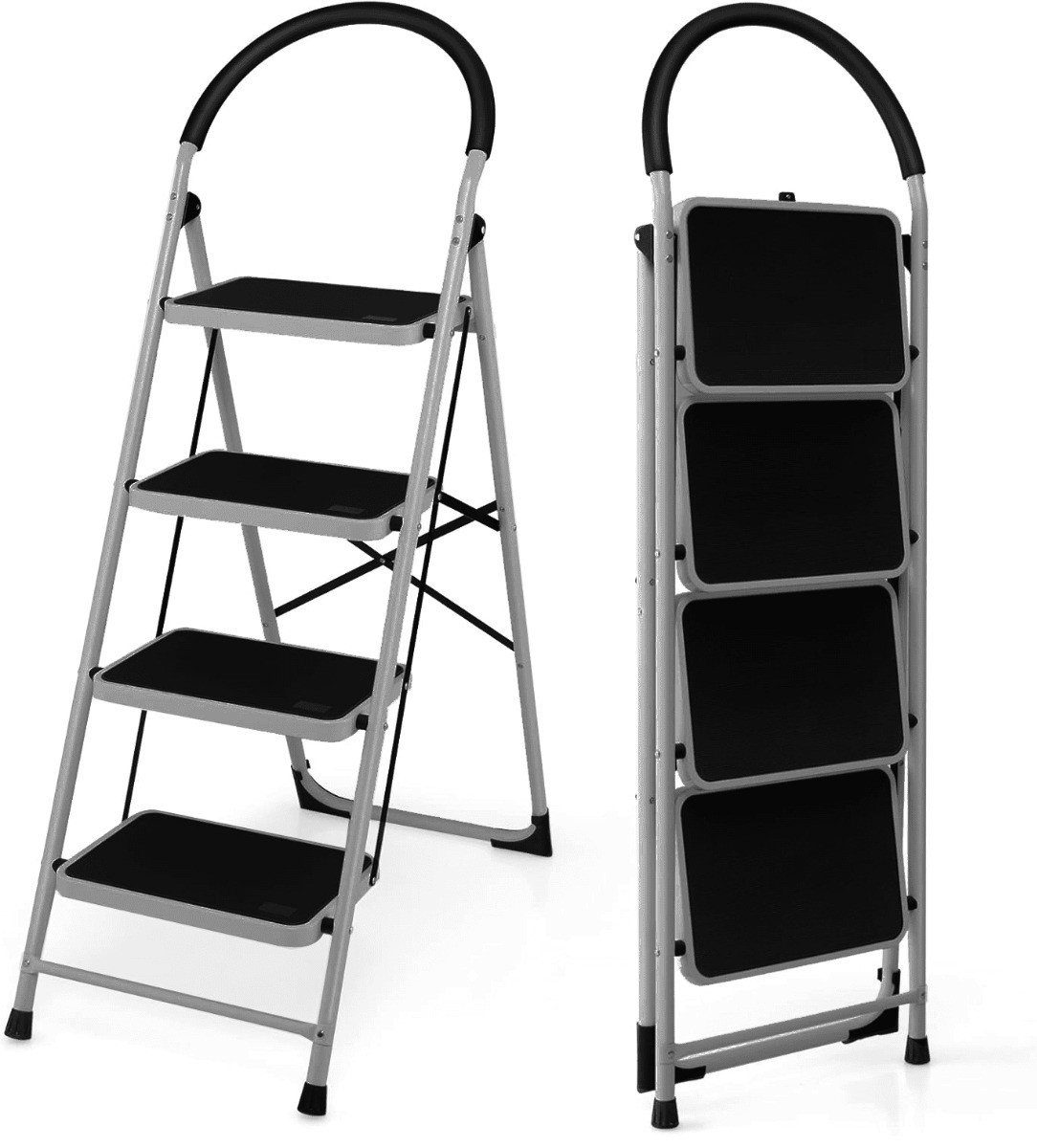 STEPLADDER WITH HANDLE, STEP LADDER WITH 4 STEPS,136cm HIGH, STABLE AND RU…