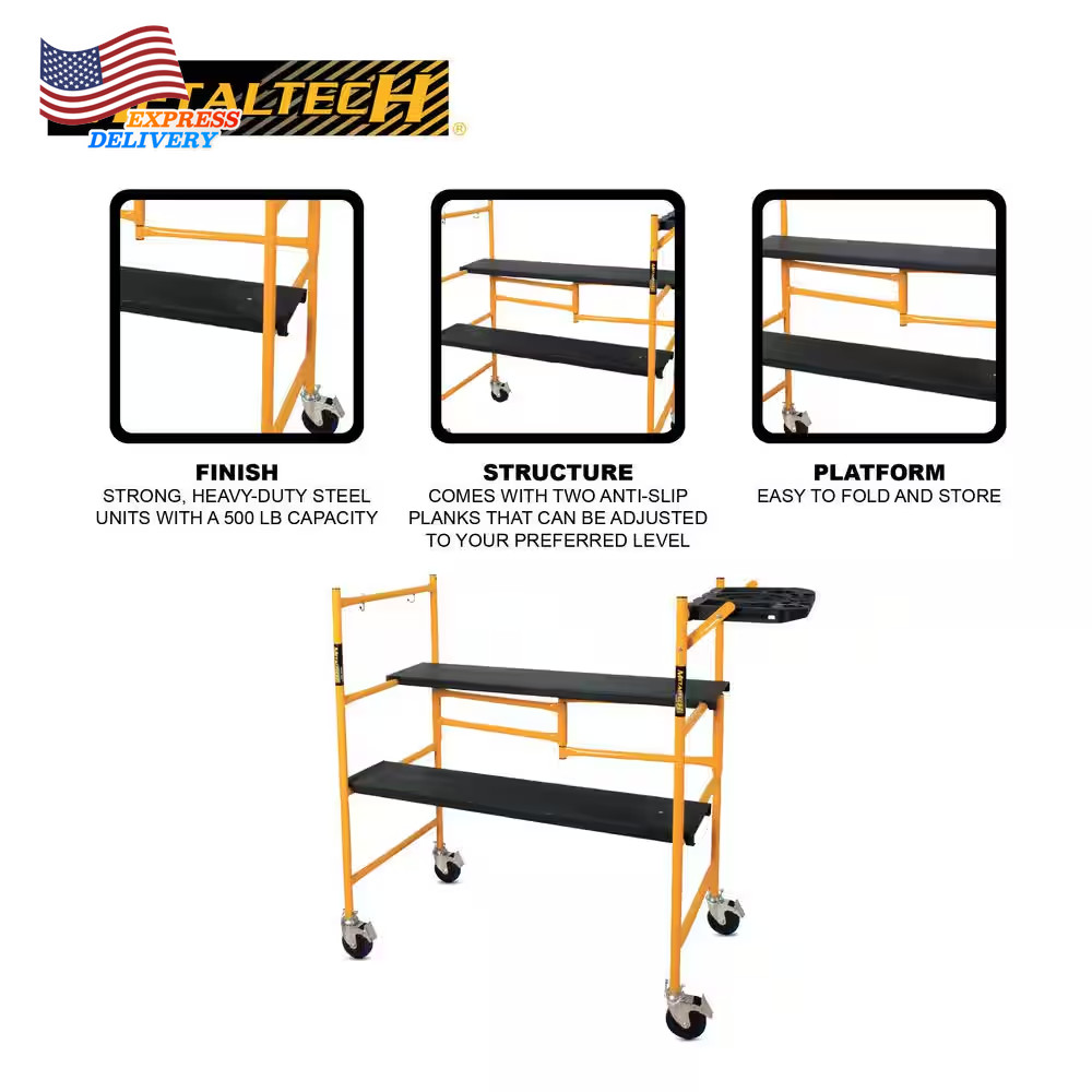 Jobsite Series Baker 4.1 Ft. H X 3.4 Ft. W Mini Scaffold Platform with Wheels US