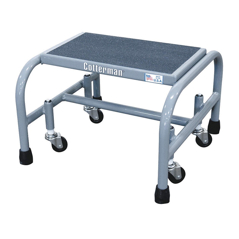COTTERMAN 1001N1818A5E10B3C1P1 Mobile Step Stand,12 In H,450 lb.,Steel 20Z277