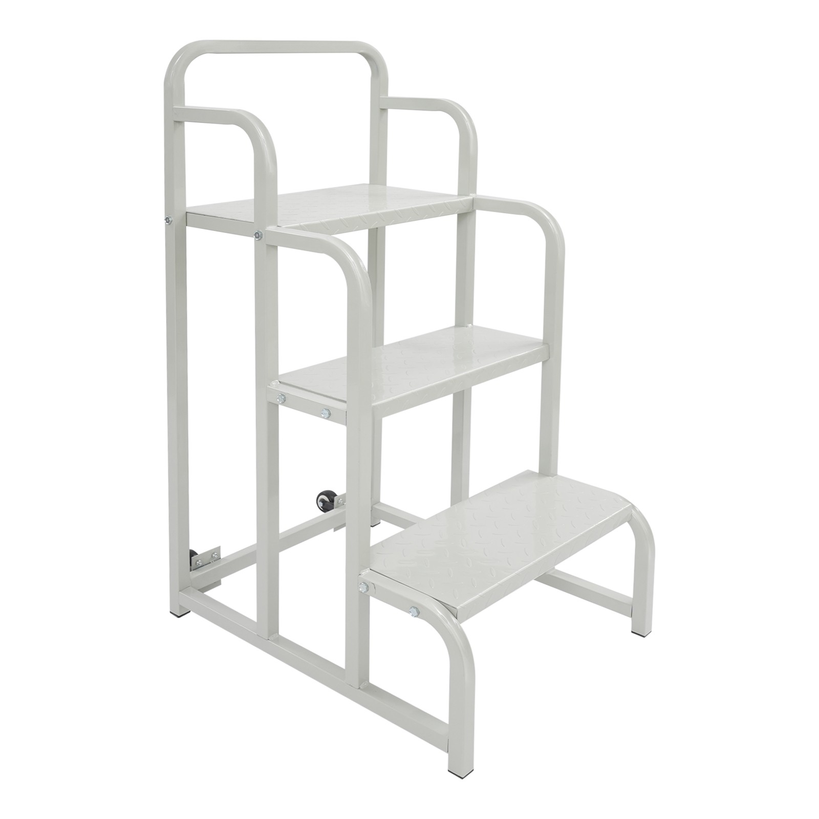350kg Capacity Grocery Stair Mobile Store Ladder 3-Step Supermarket Shelf Ladder