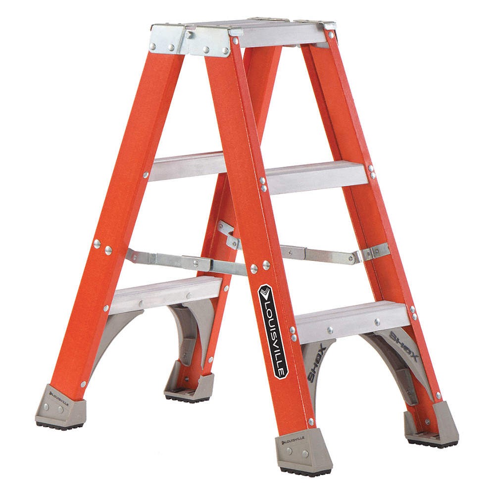 LOUISVILLE FM1503 Twin Stepladder,3 ft.,Fiberglass,300 lb. 33J720