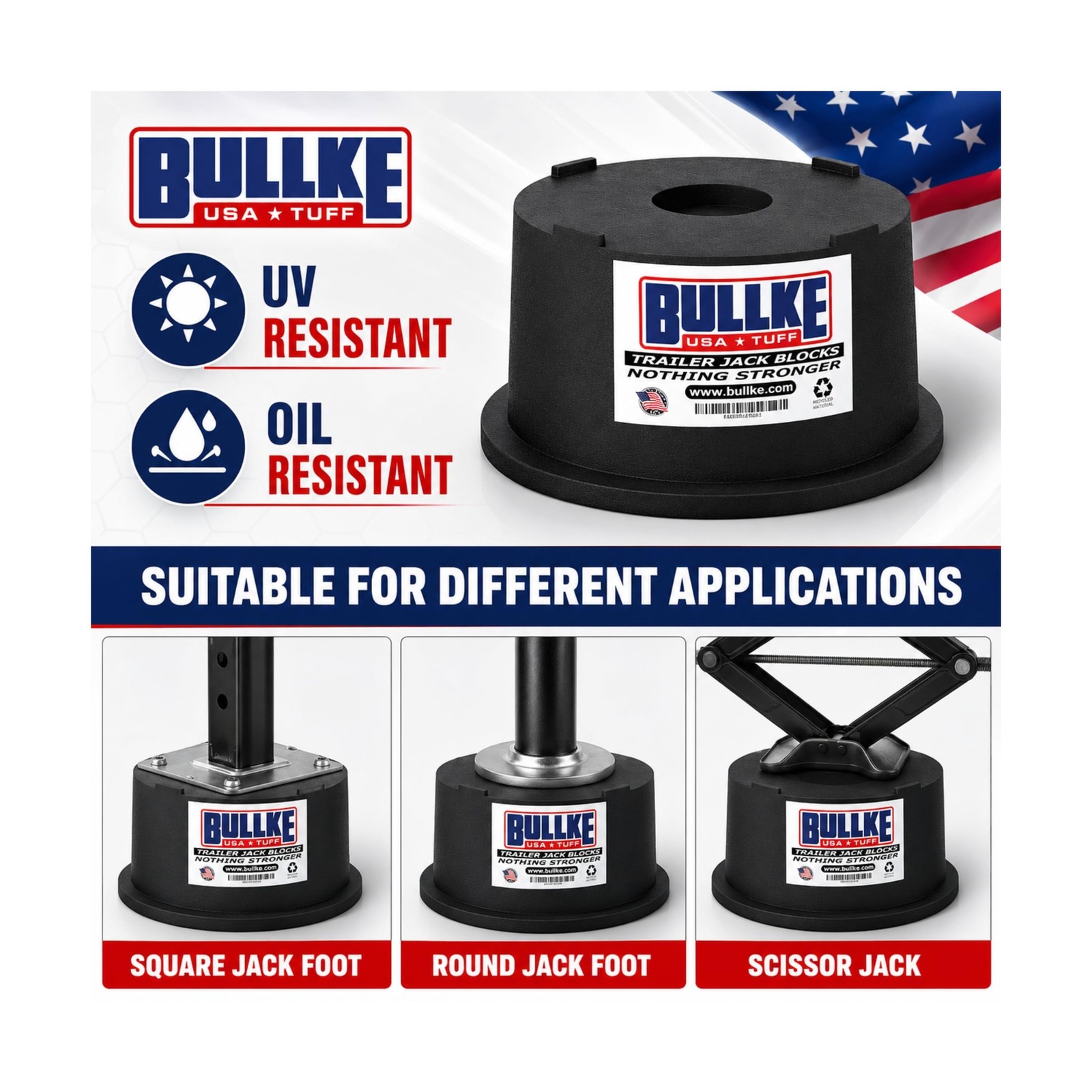BULLKE Trailer Jack Blocks 4-Pack, USA-Made Heavy Duty RV Leveling Blocks, St…