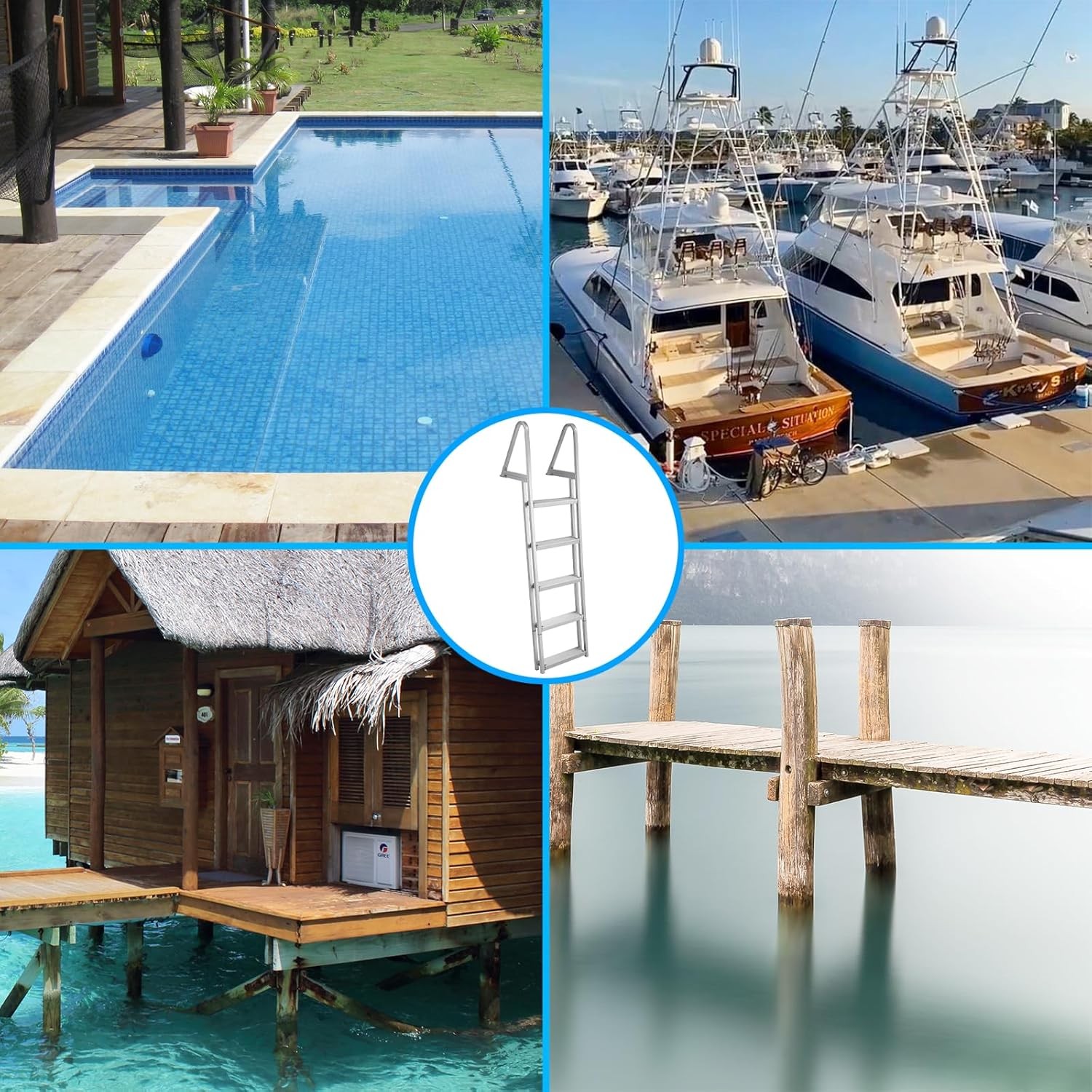 350lb Removable Dock Stairs 3/4/5-Step, Anti-Corrosion Ladder with Handrails